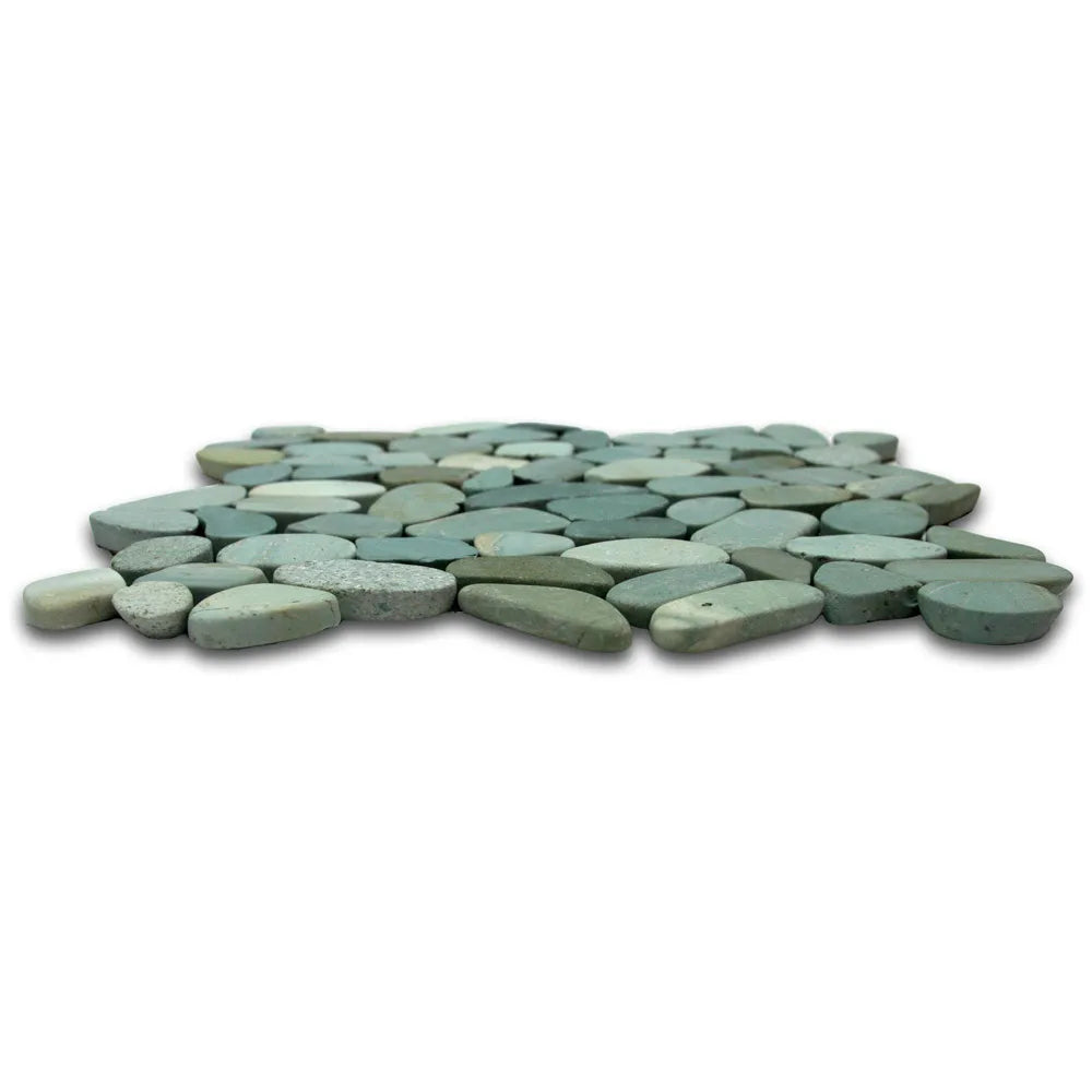 Serenity Unleashed: Exquisite Sliced Sea Green Pebble Tiles for Timeless Elegance