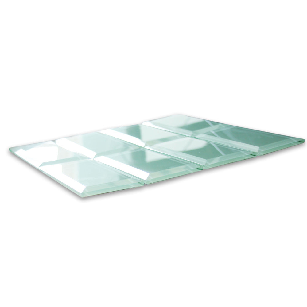 Sophisticated Beveled Surf Glass Subway Tiles by Tile Hub