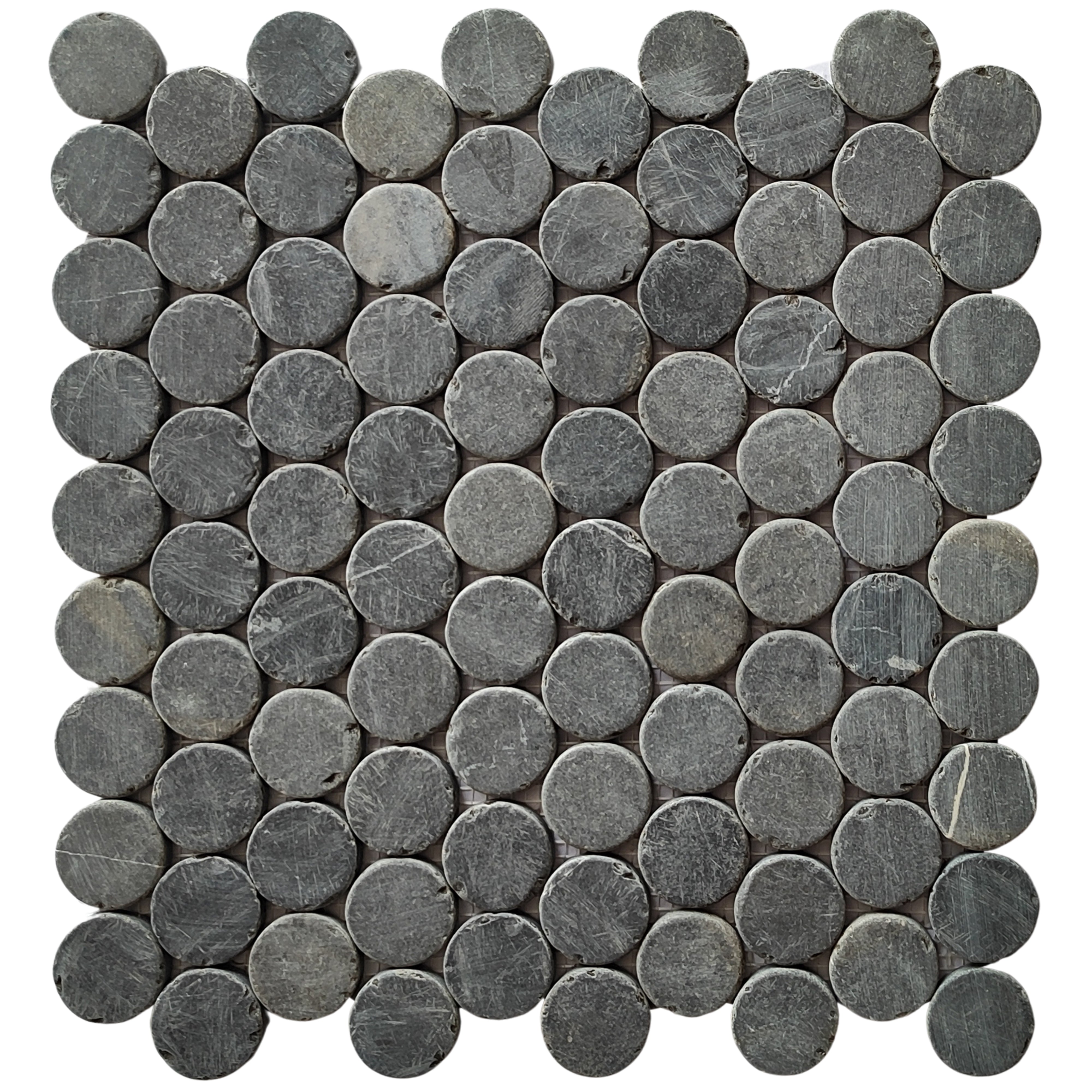 Sophisticated Dark Grey Penny Round Marble Mosaic Tiles by Tile Hub