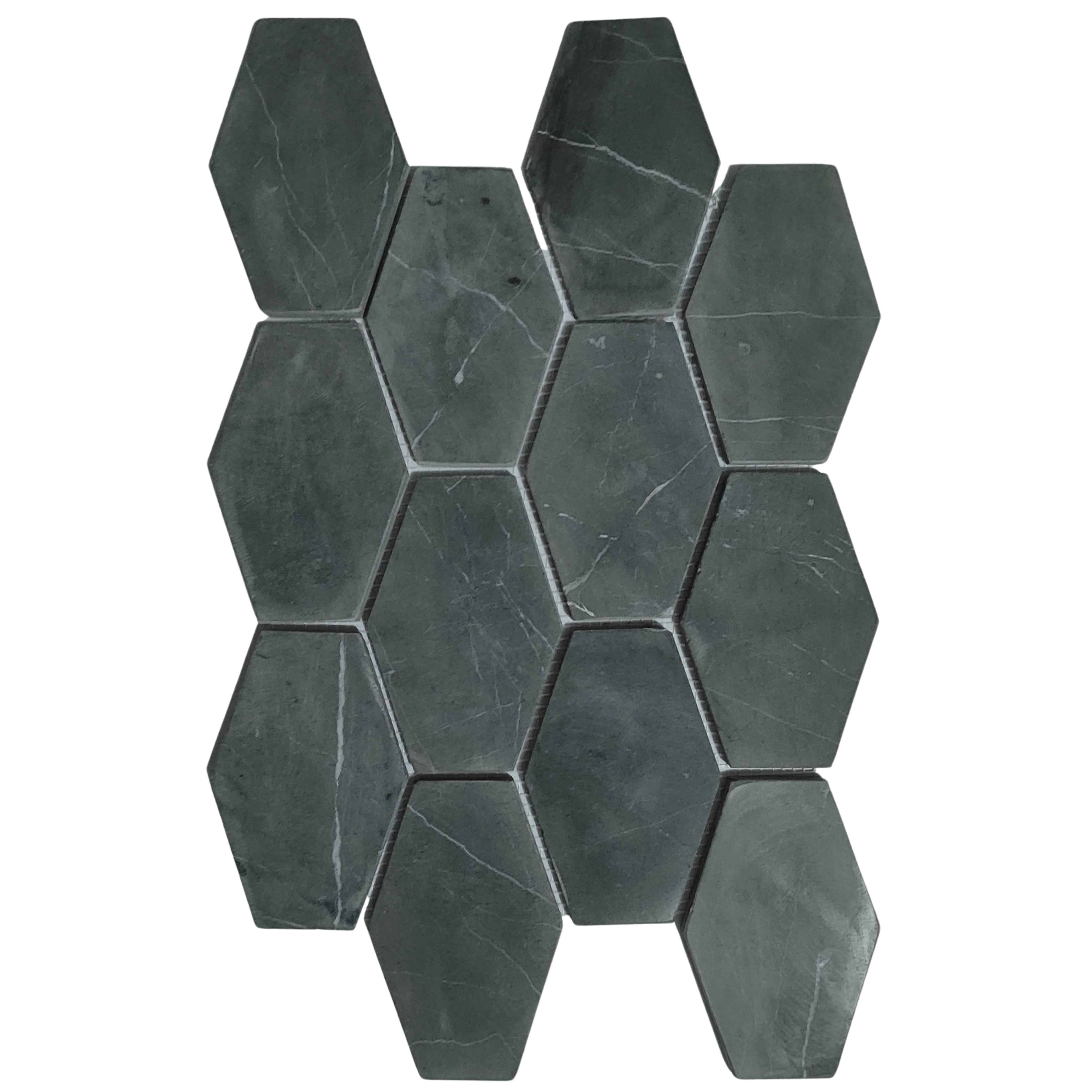 Exquisite Dark Grey Elongated Hexagon Marble Mosaic Tile for Luxe Interiors