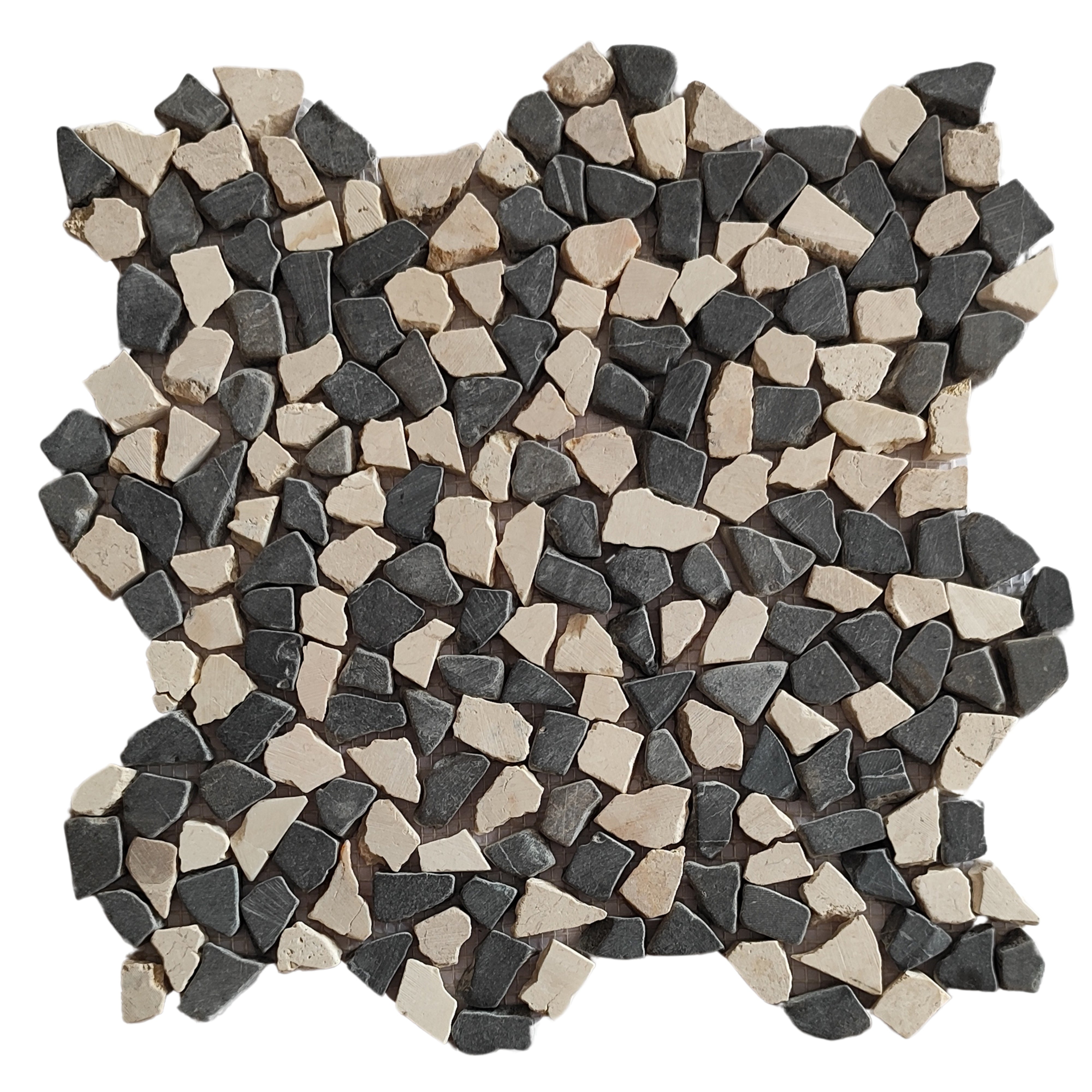 Chic Dual-Tone Mini Tumbled Marble Mosaic Tiles by Tile Hub