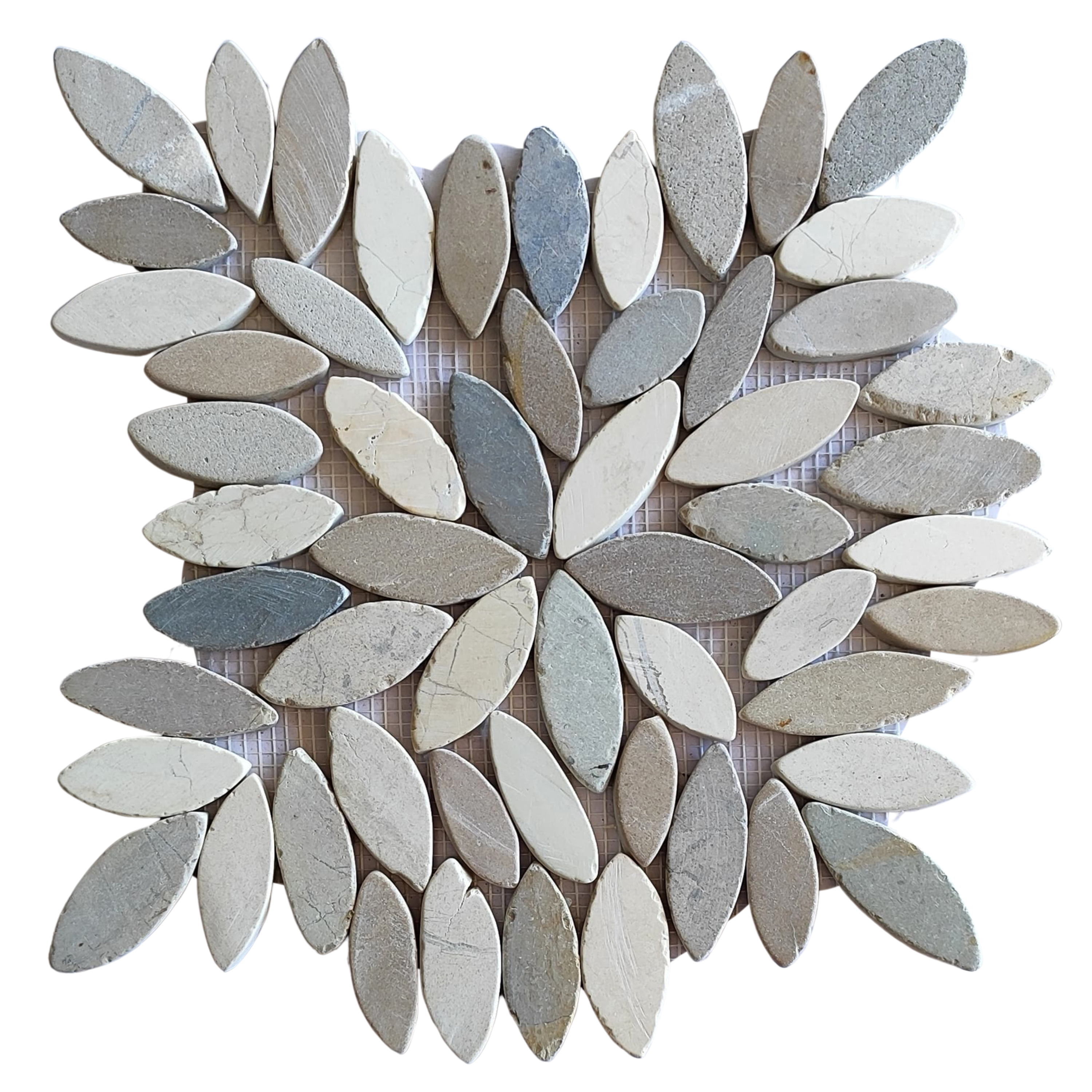 Transform Your Space with Chic White, Java Tan, and Bali Cloud Pebble Stone Mosaic Tiles!