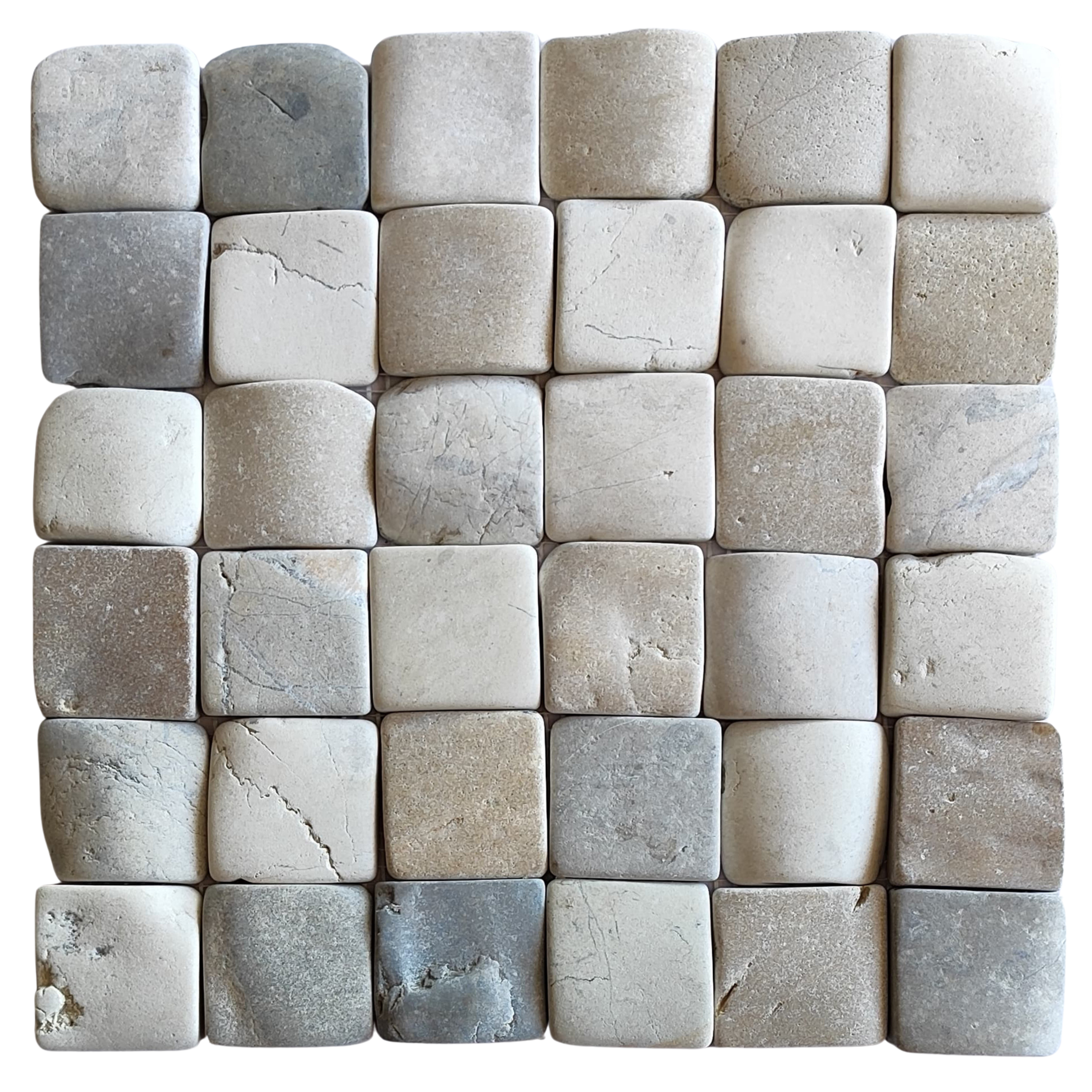 Elegant Pebble Mosaic Tile Collection: White, Java Tan & Bali Cloud by Tile Hub