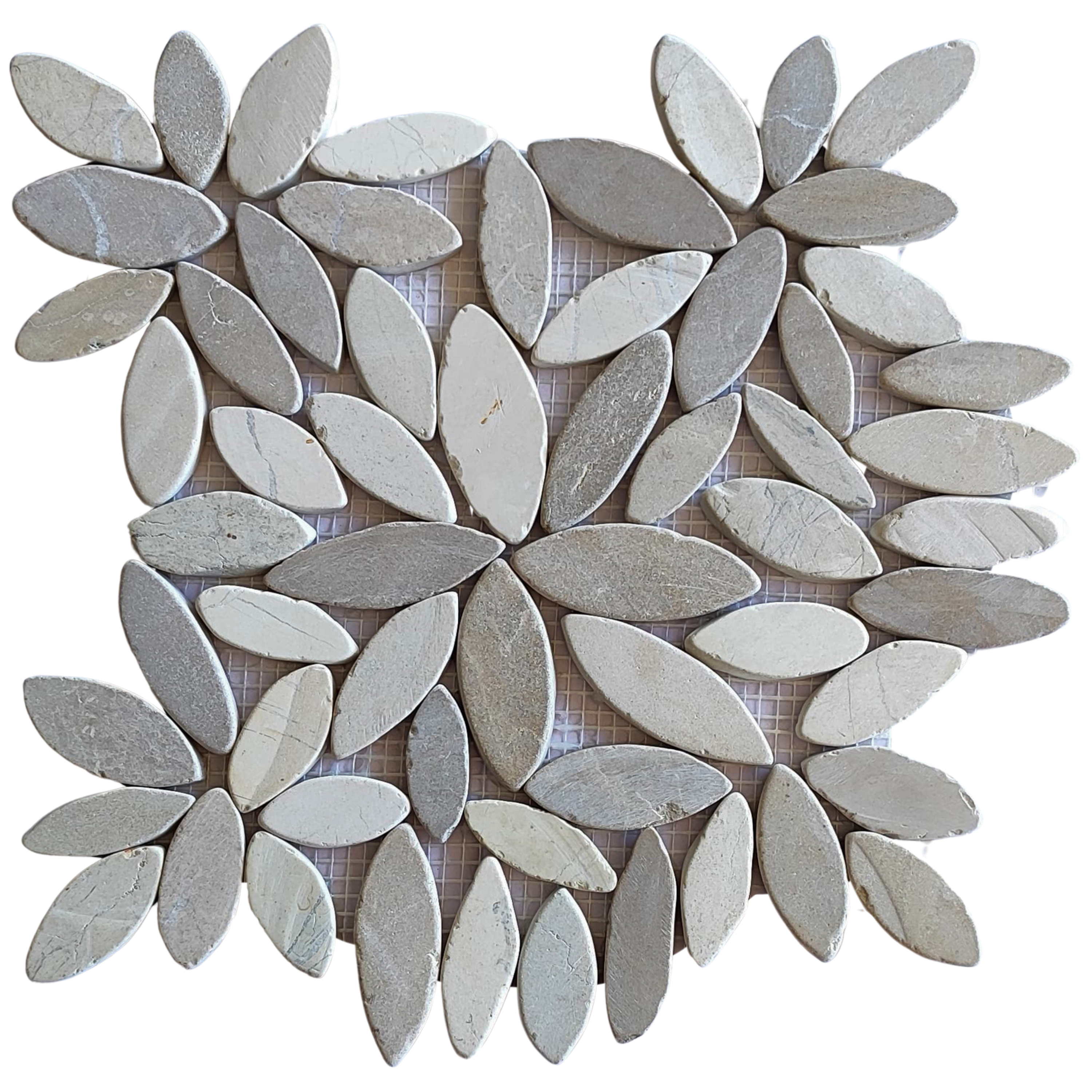 Nature's Elegance: Mix White & Java Tan Floral Pebble Mosaic Tiles