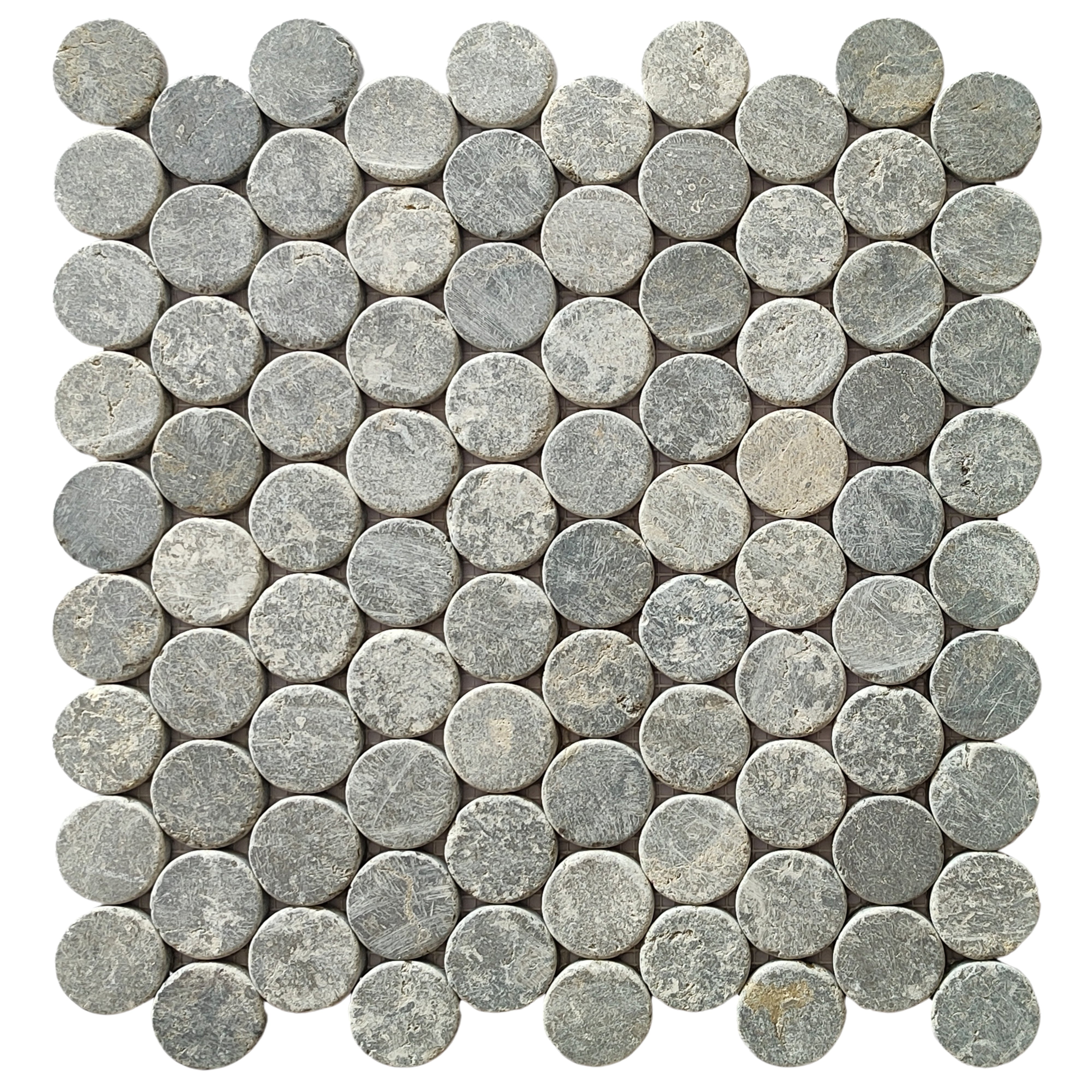 Sophisticated Stone Grey Penny Round Marble Mosaic Tiles by Tile Hub