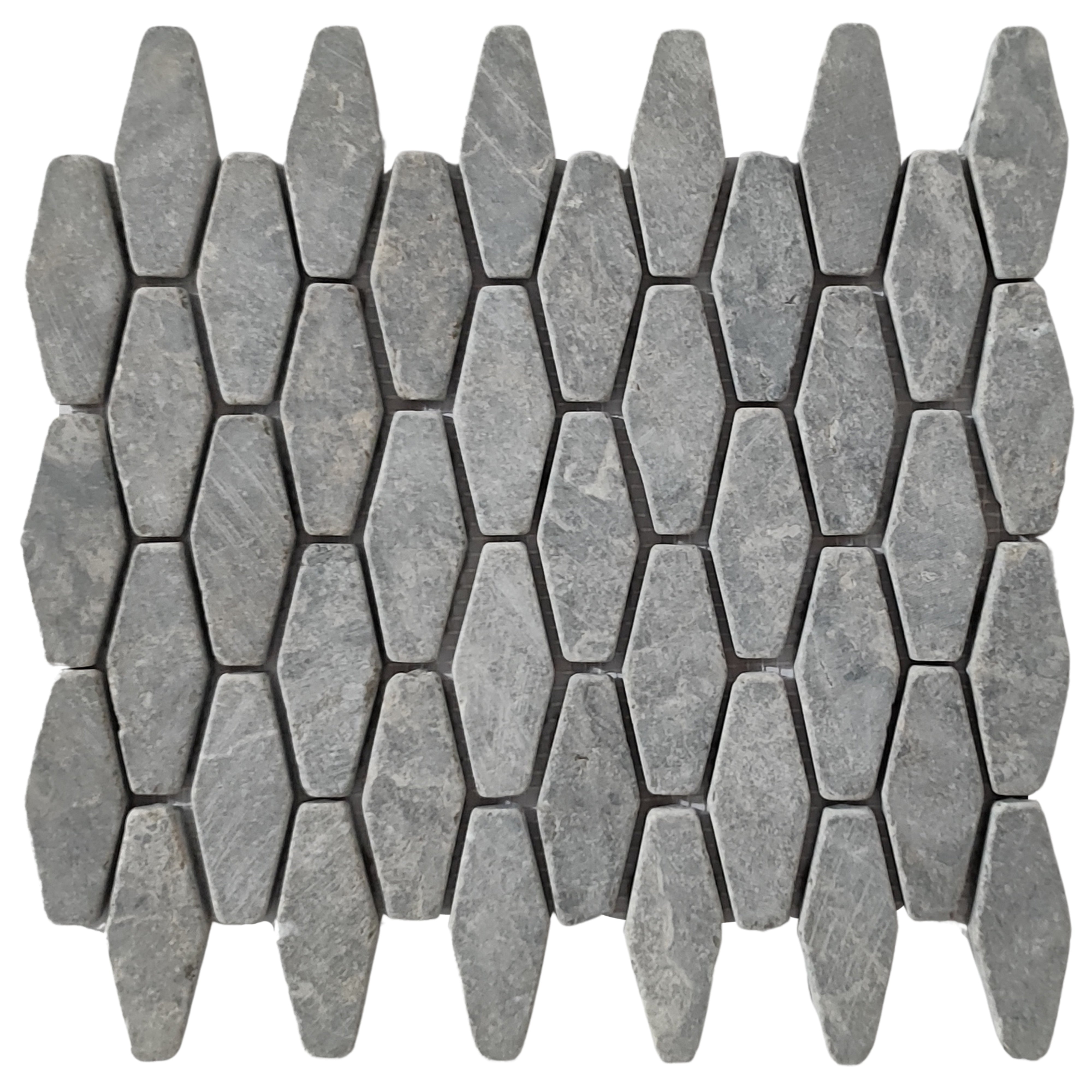 Sophisticated Stone Grey Elongated Hexagon Marble Mosaic Tiles by Tile Hub