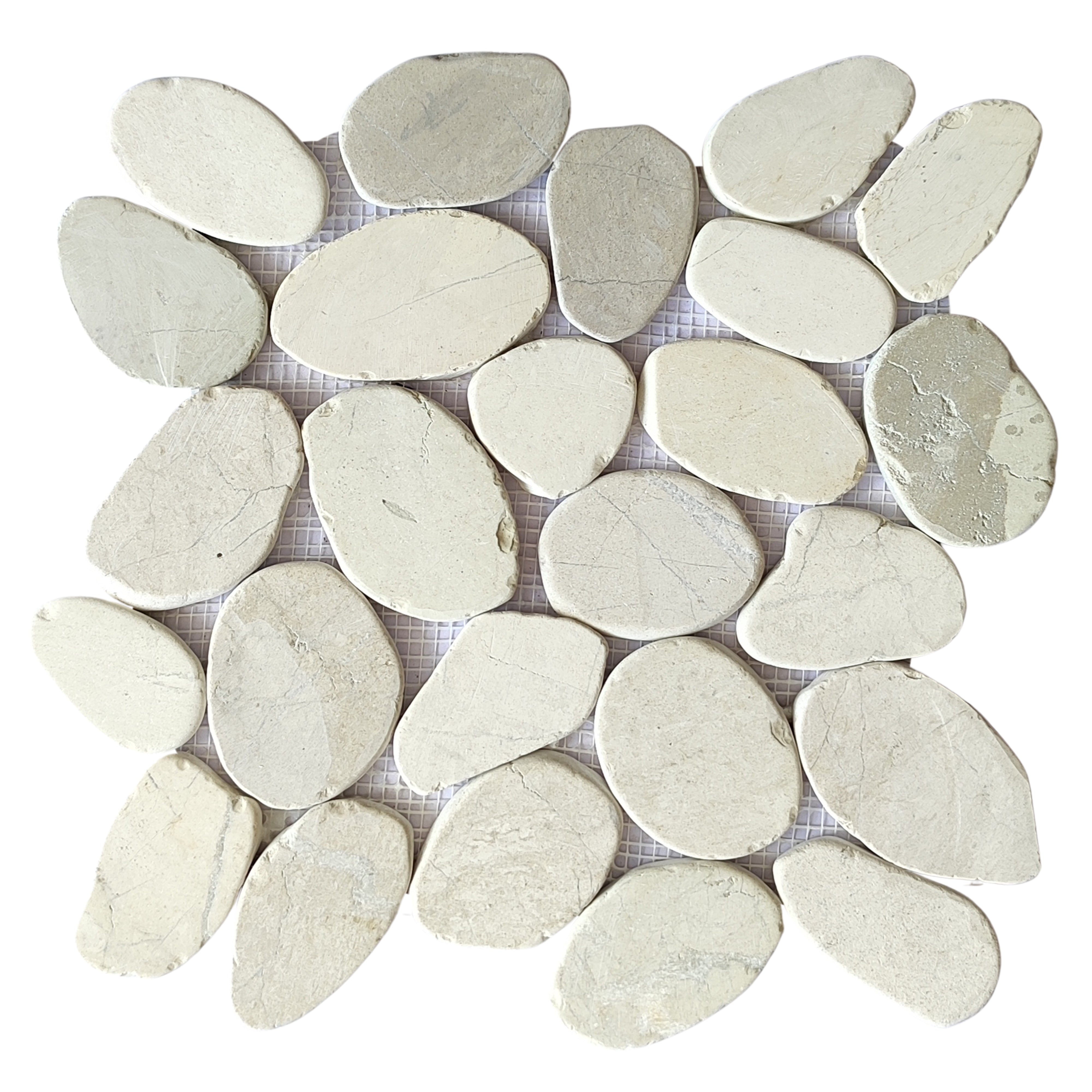 Sophisticated White Extra-Large Pebble Tiles for Elegant Spaces