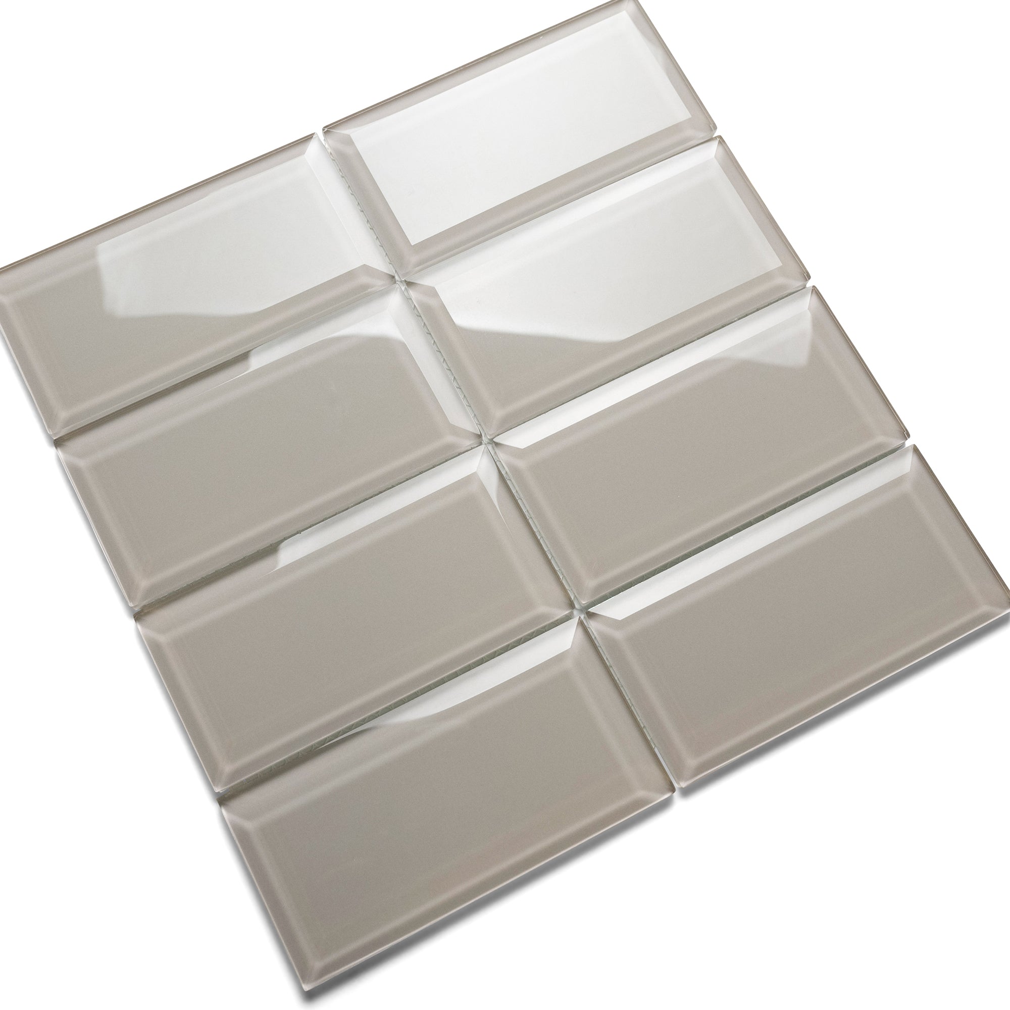 Sophisticated Beveled Smoke Glass Subway Tiles for Timeless Elegance