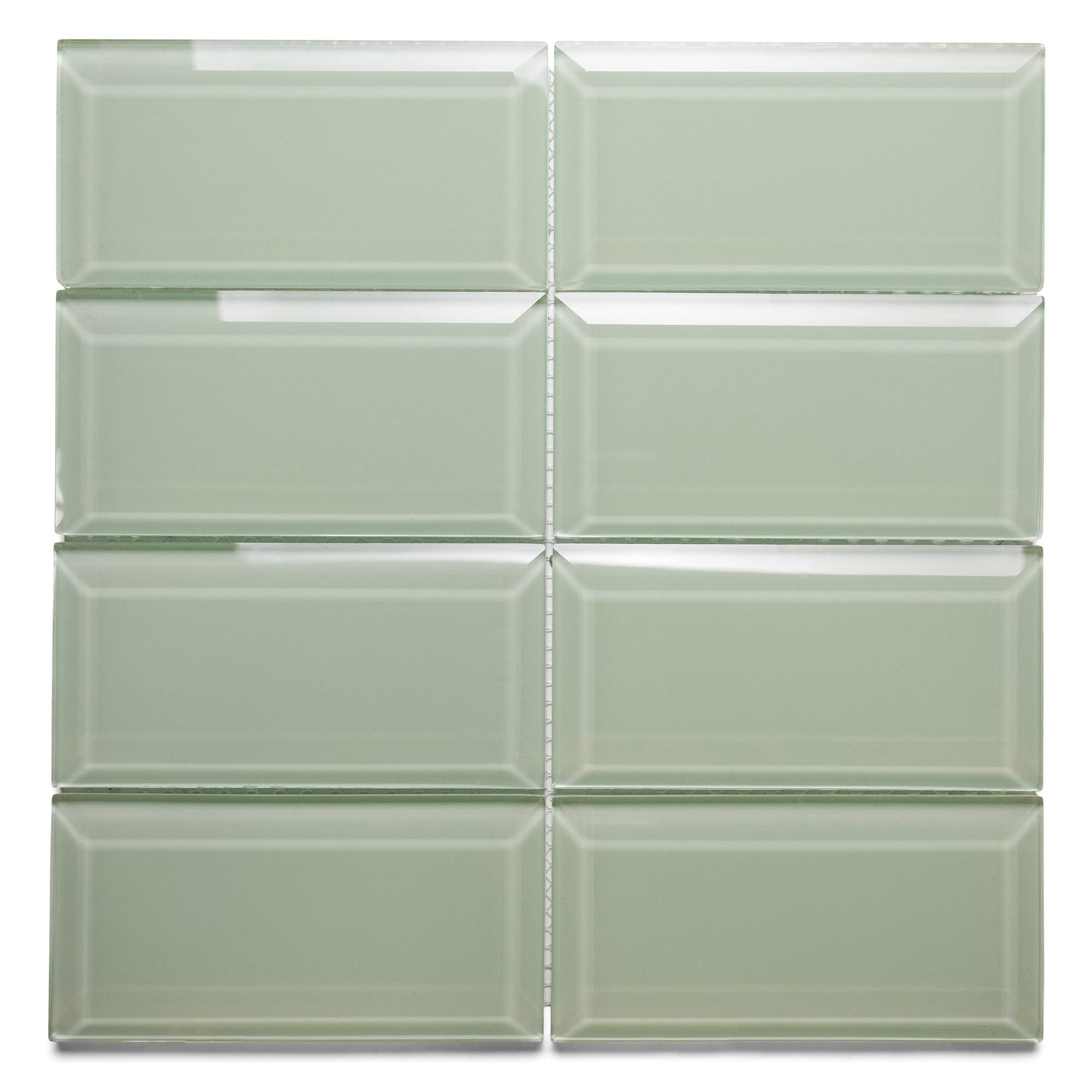 Sophisticated Beveled Surf Glass Subway Tiles by Tile Hub