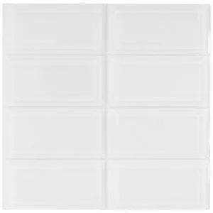 Sleek Beveled White Glass Subway Tiles for Timeless Elegance by Tile Hub