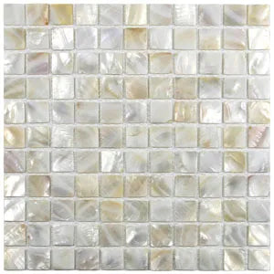 Luxe Cream Pearl Shell Mosaic Tiles - 1" x 1" for Elegant Décor