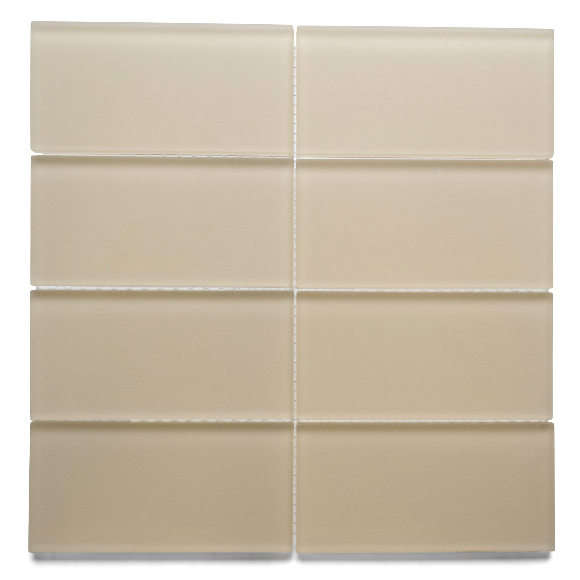 Elevate Your Space with Elegant Frosted Khaki Glass Subway Tiles!