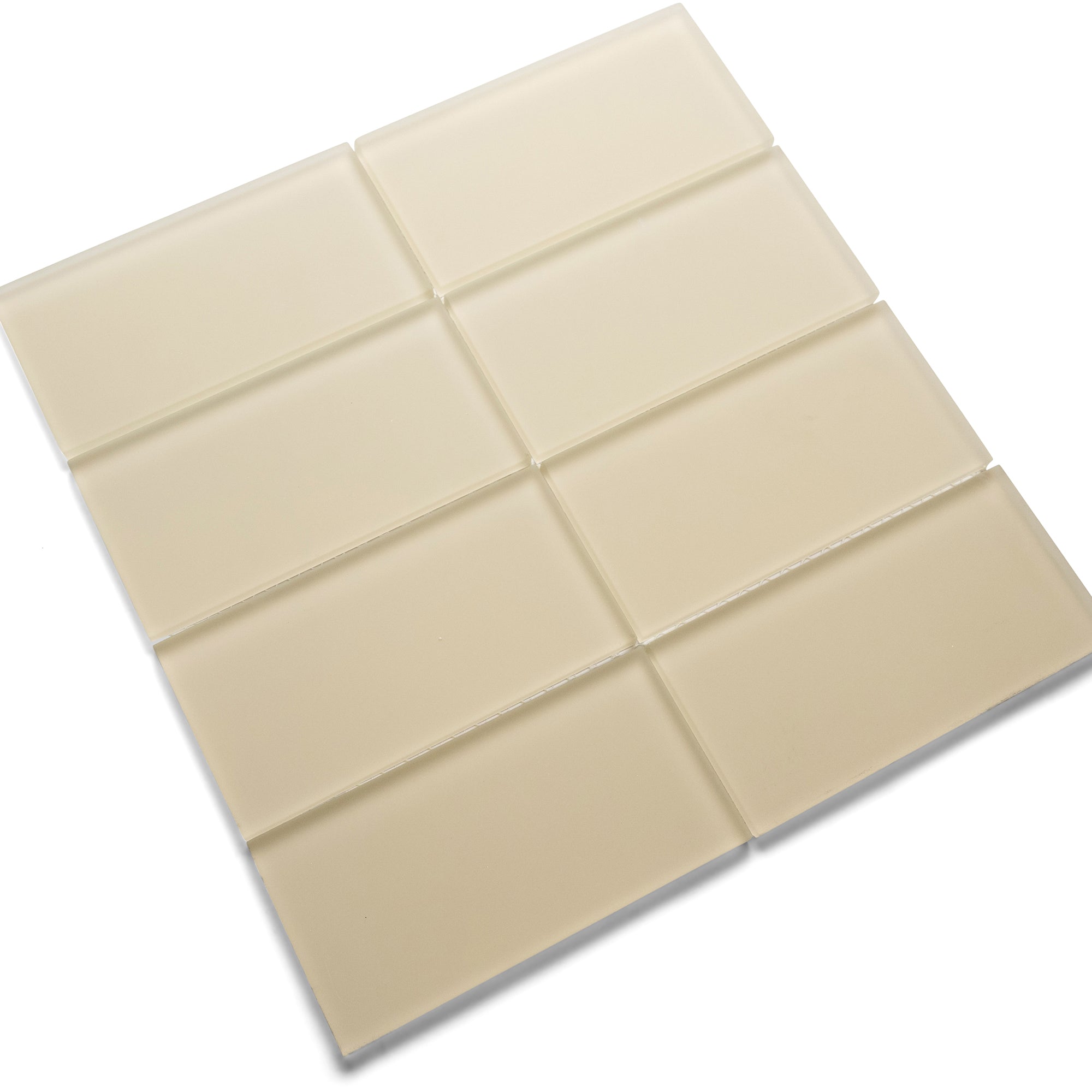 Elevate Your Space with Elegant Frosted Khaki Glass Subway Tiles!