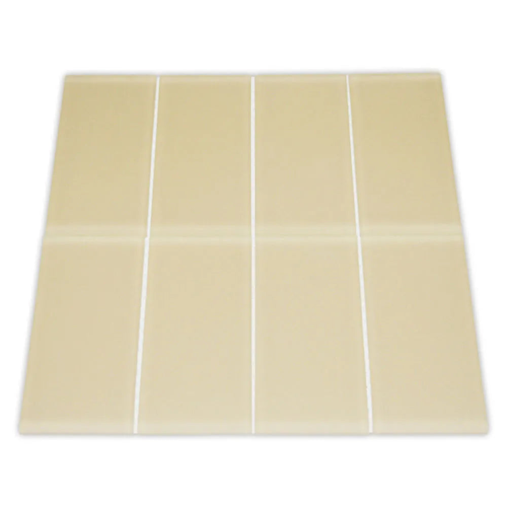 Elevate Your Space with Elegant Frosted Khaki Glass Subway Tiles!