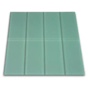 Serene Frosted Sage Green Glass Subway Tiles - Transform Your Living Space!