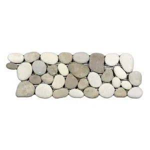 Elegant Java Tan and White Pebble Tile Border for Luxurious Spaces