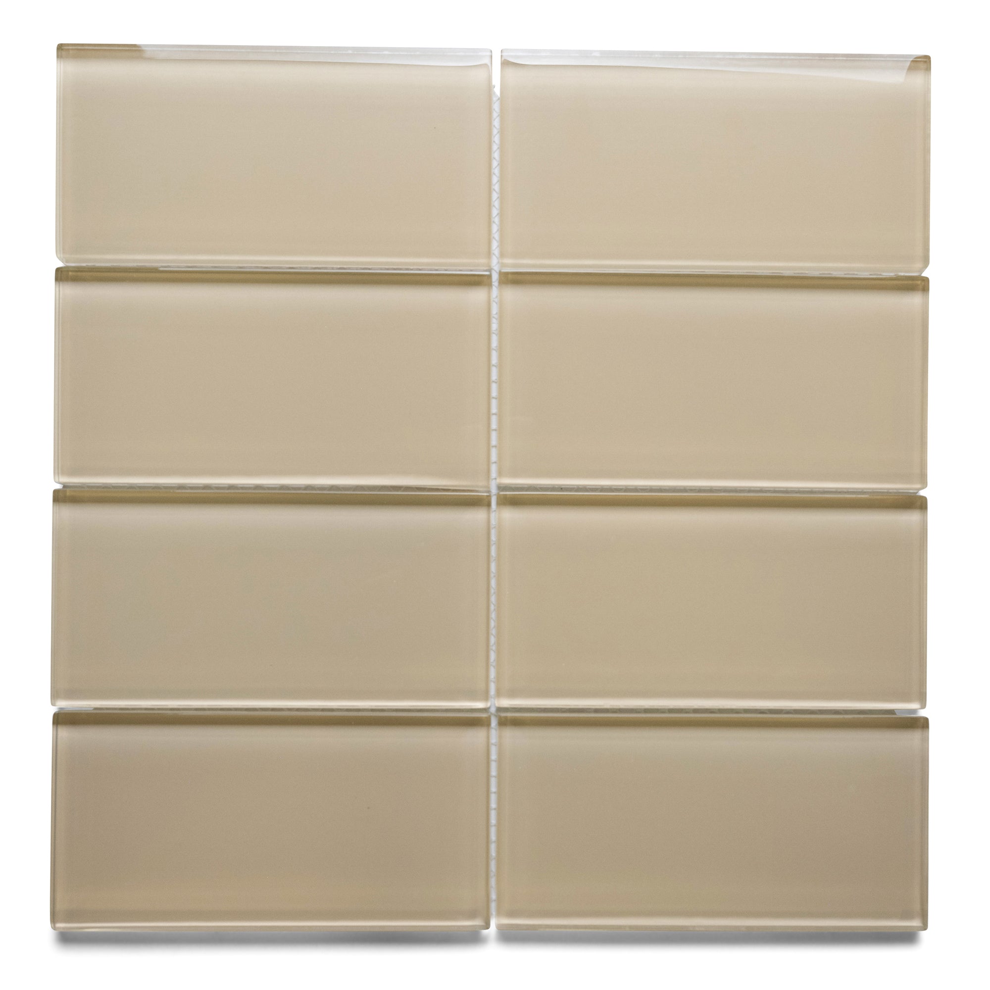 Elevate Your Space with Chic Khaki Glass Subway Tiles!