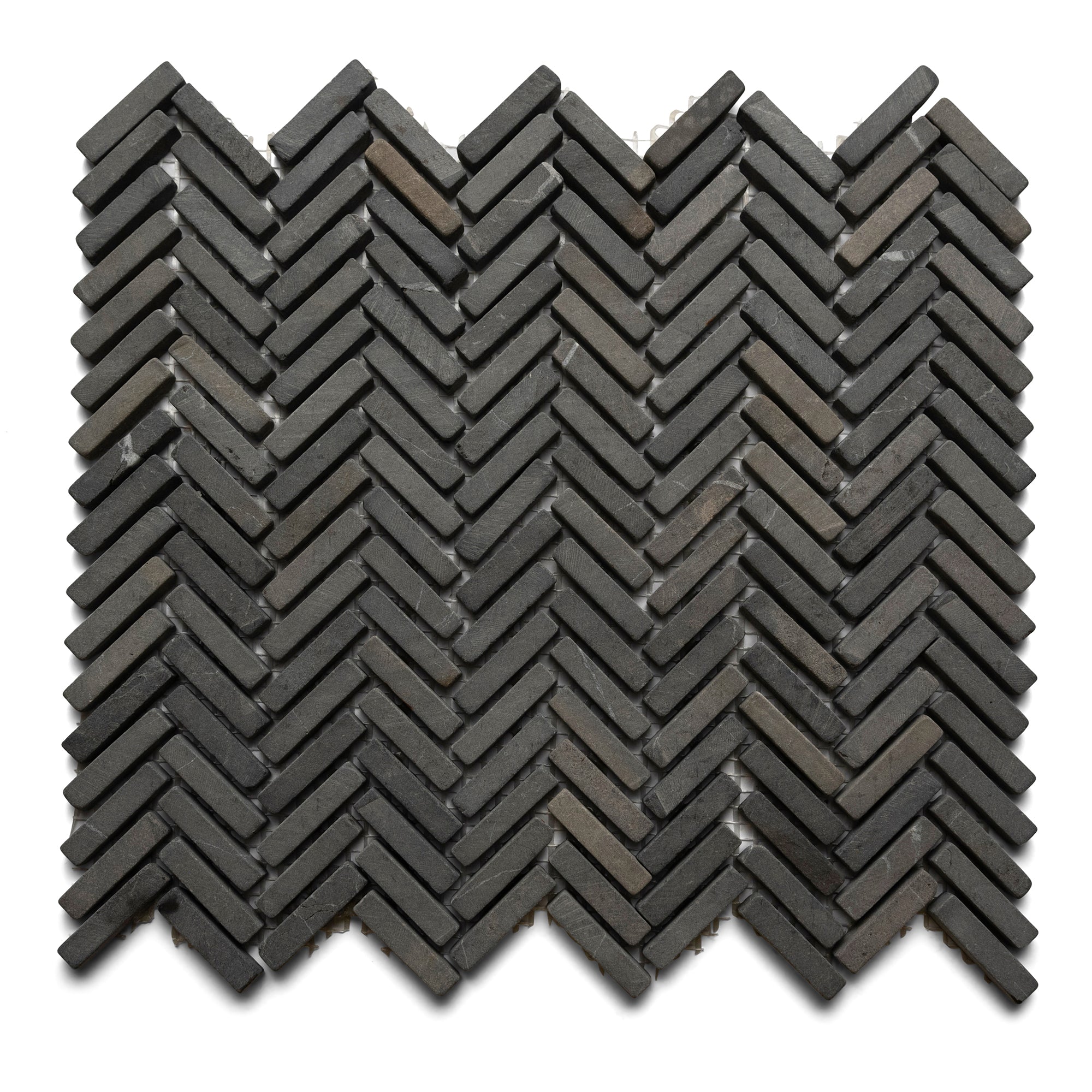 Chic Black Chevron Stone Mosaic Tiles - Elevate Your Space with Tile Hub