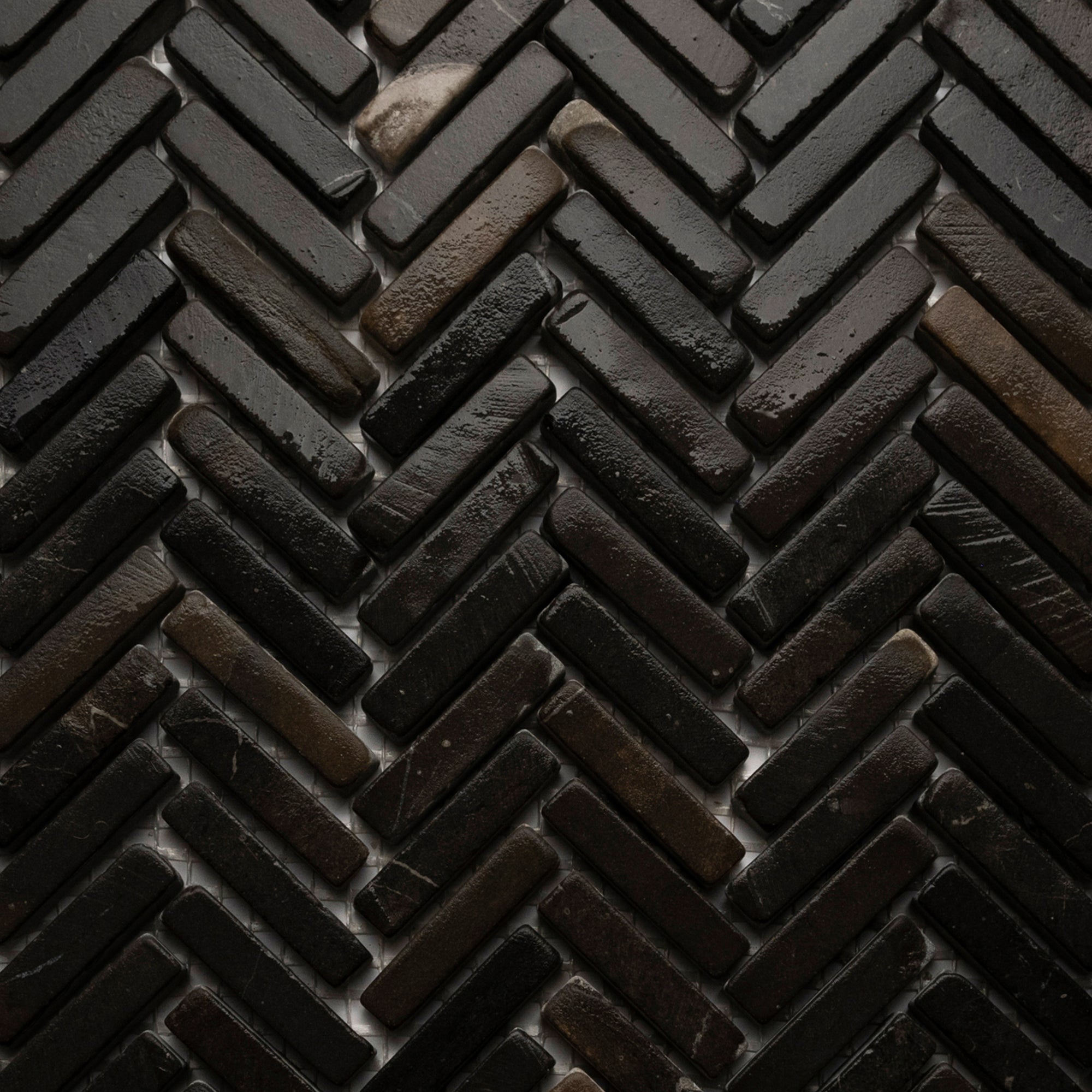 Chic Black Chevron Stone Mosaic Tiles - Elevate Your Space with Tile Hub