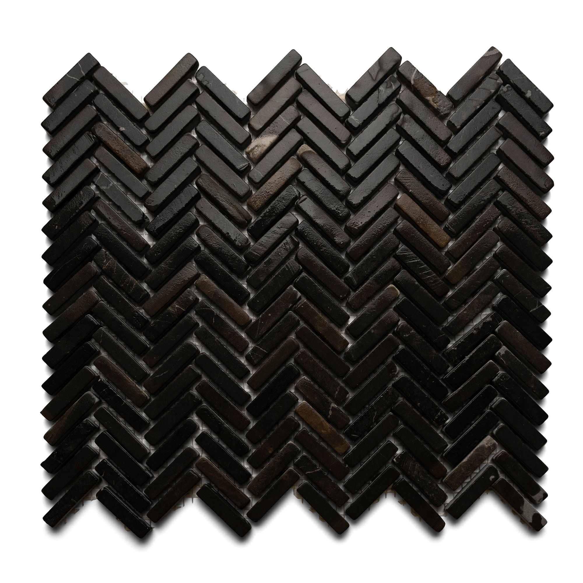 Chic Black Chevron Stone Mosaic Tiles - Elevate Your Space with Tile Hub