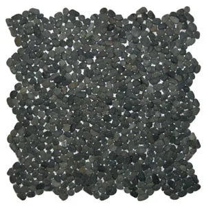 Sophisticated Mini Charcoal Pebble Tiles for Elegant Spaces