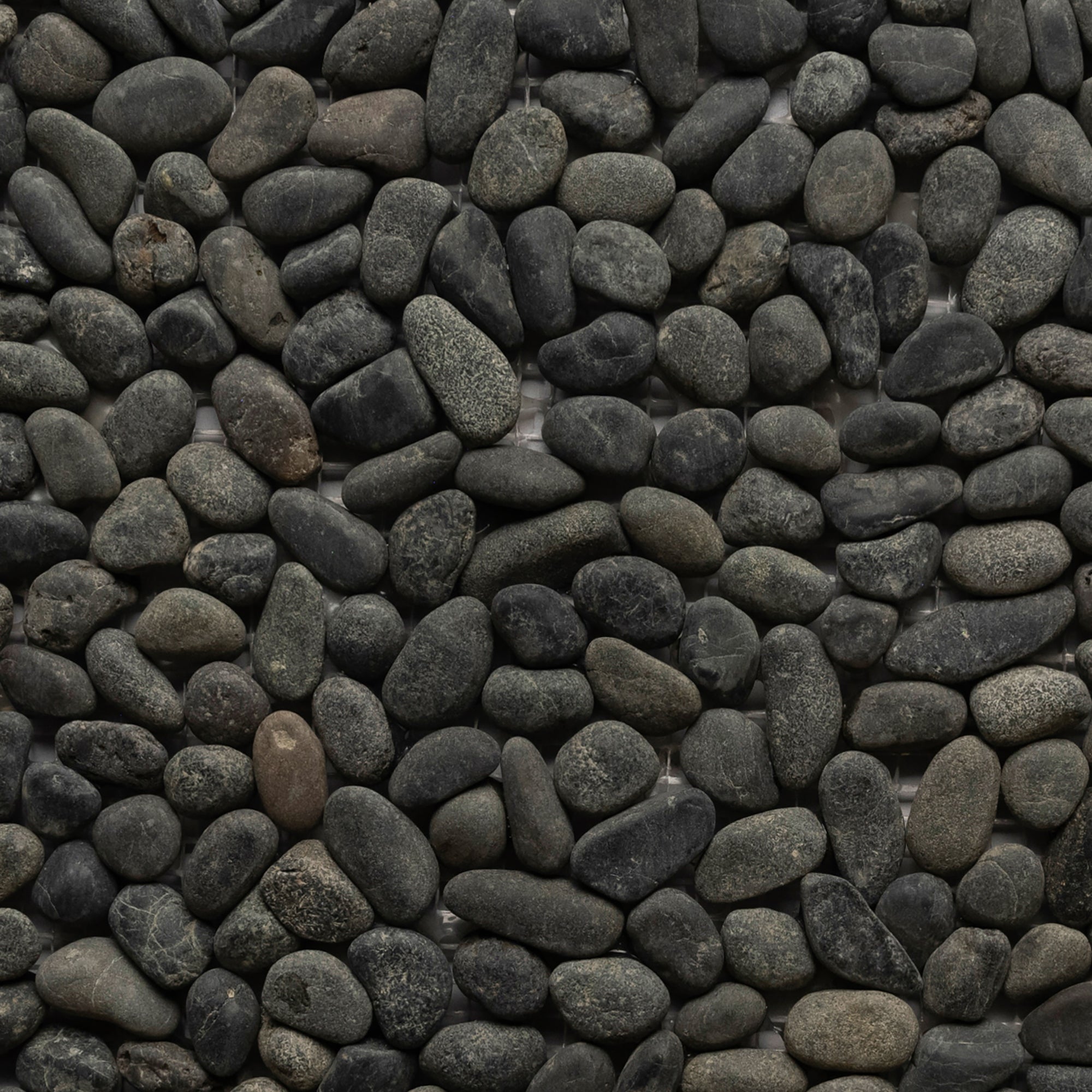 Sophisticated Mini Charcoal Pebble Tiles for Elegant Spaces