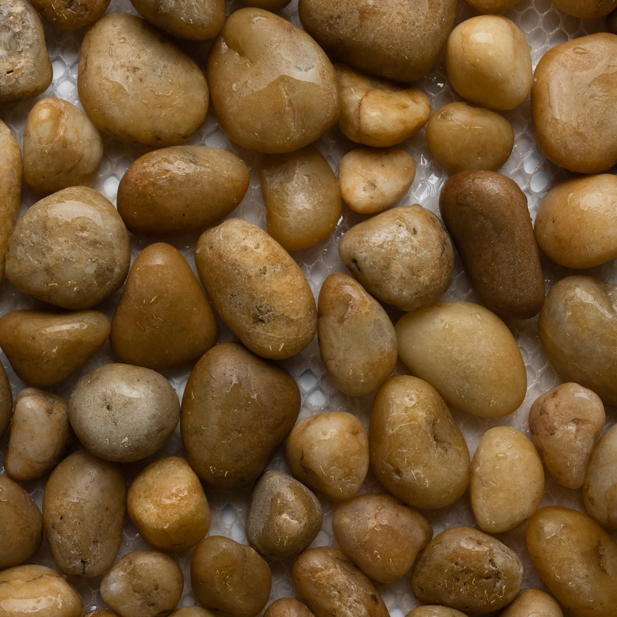 Amber Glow Mini Pebble Tiles for Serene Spaces