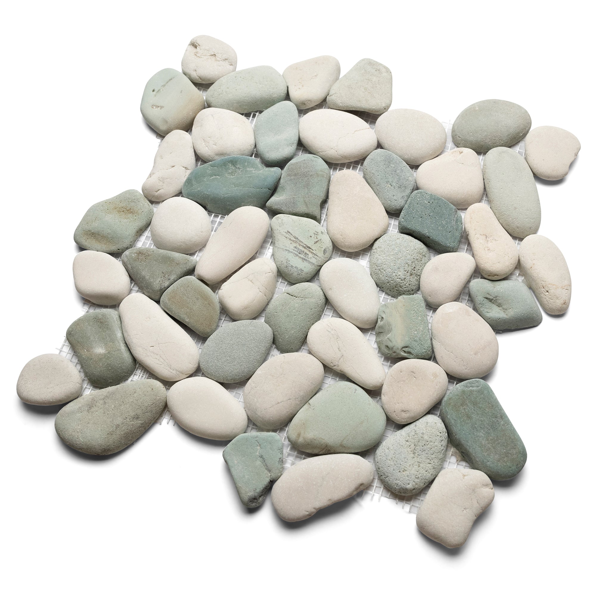 Tranquil Sea Green & White Natural Pebble Tiles for Elegant Spaces