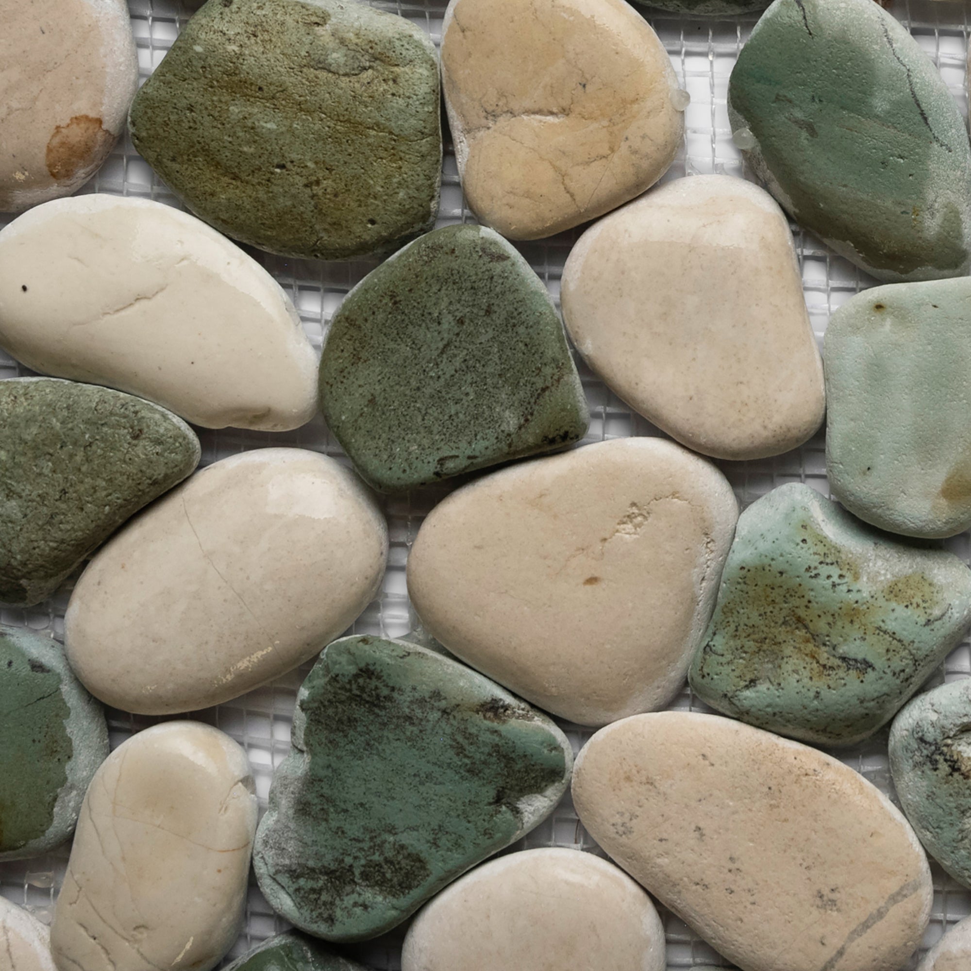 Tranquil Sea Green & White Natural Pebble Tiles for Elegant Spaces