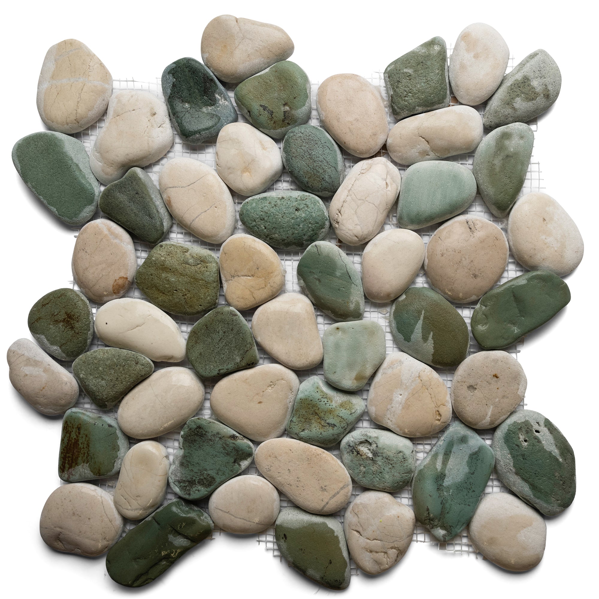 Tranquil Sea Green & White Natural Pebble Tiles for Elegant Spaces