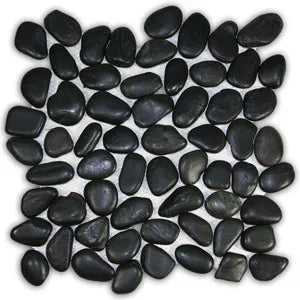 Luxurious Polished Black Pebble Tiles for Timeless Elegance