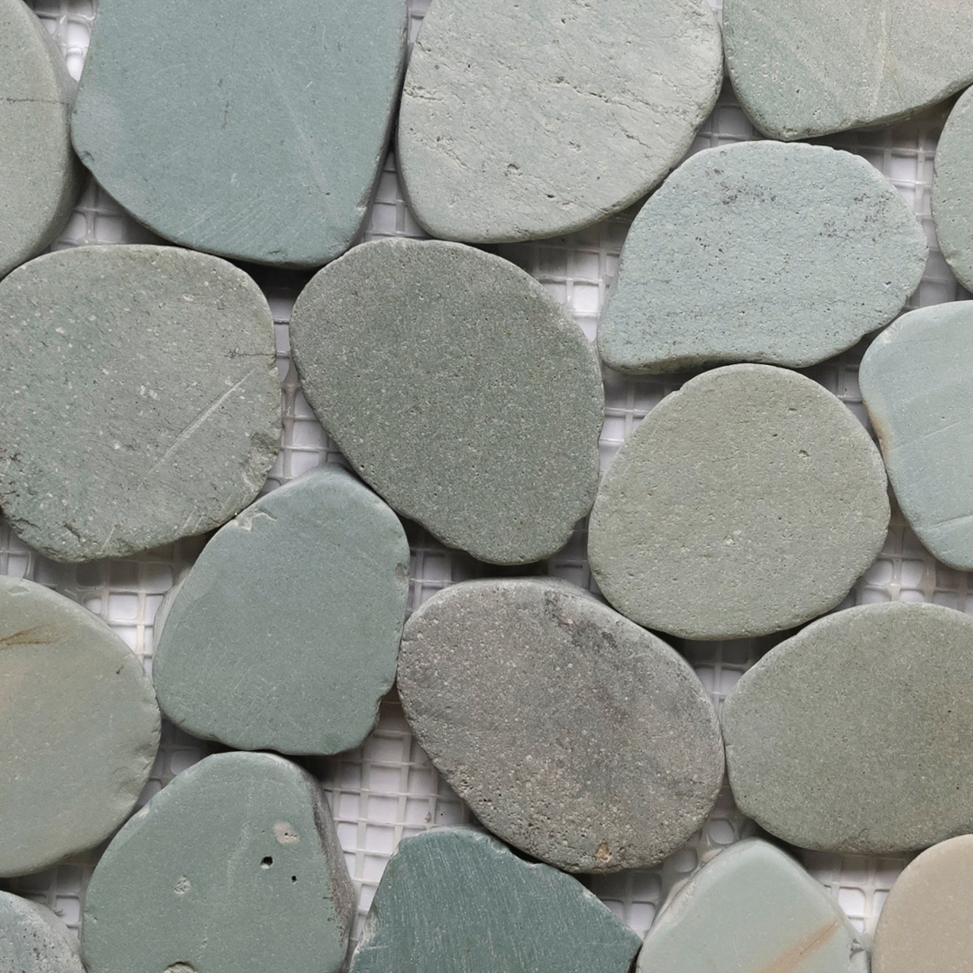 Serenity Unleashed: Exquisite Sliced Sea Green Pebble Tiles for Timeless Elegance