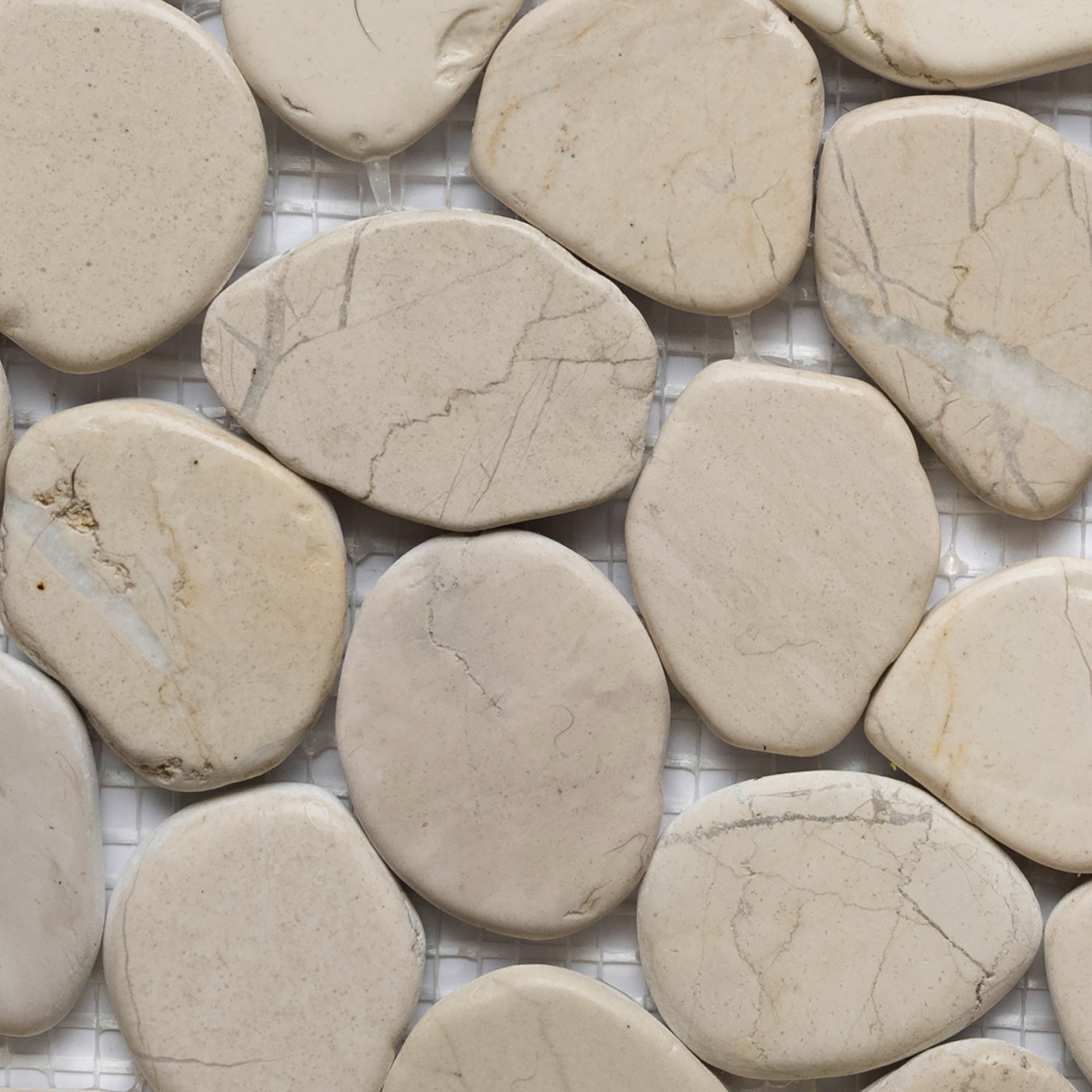 Nature's Serenity: Chic Sliced White Pebble Tiles by Tile Hub