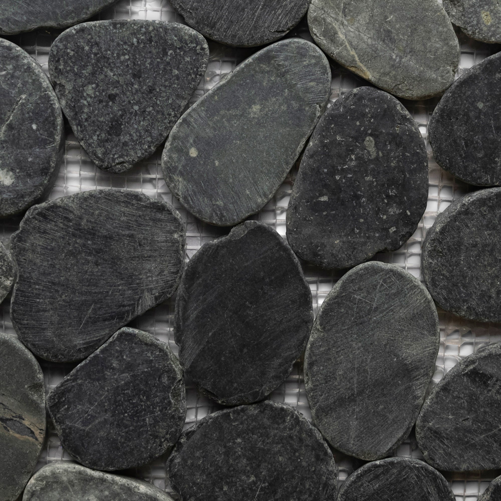 Sliced Charcoal Black Pebble Tile: Elevate Your Space with Natural Elegance