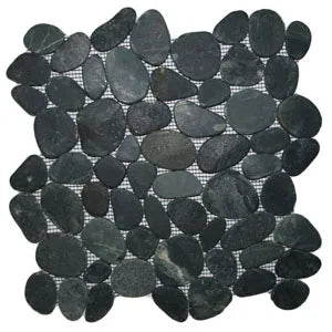 Sliced Charcoal Black Pebble Tile