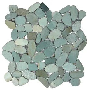 Serenity Unleashed: Exquisite Sliced Sea Green Pebble Tiles for Timeless Elegance