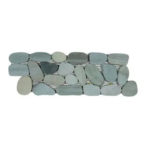 Sliced Sea Green Pebble Tile Border: Nature's Touch for Your Home