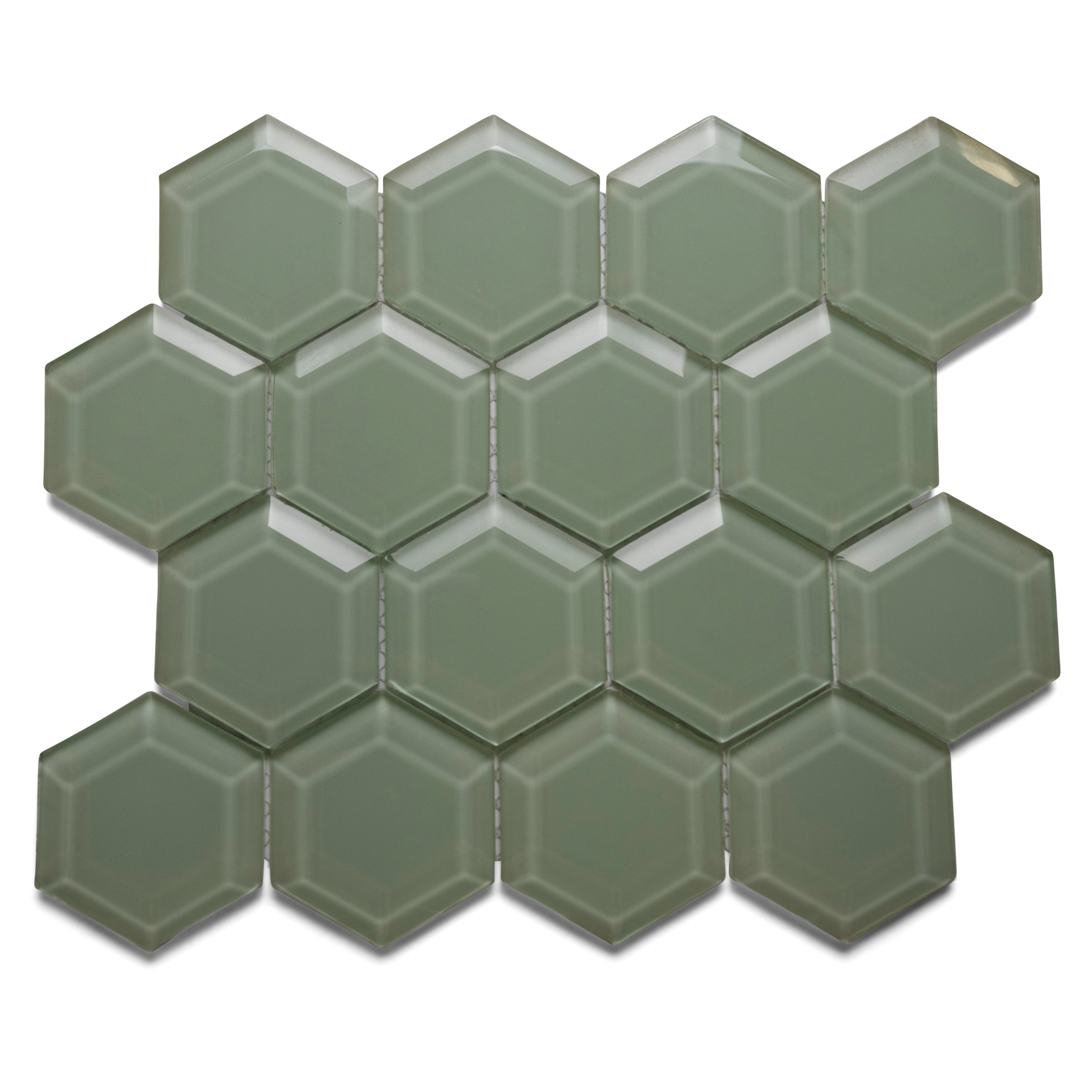 Transform Your Space with Surf Hexagon Beveled Glass Tiles – Modern Elegance Awaits!