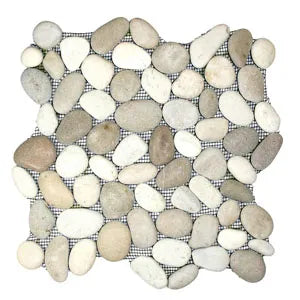 Elegant Java Tan & White Natural Pebble Tiles by Tile Hub