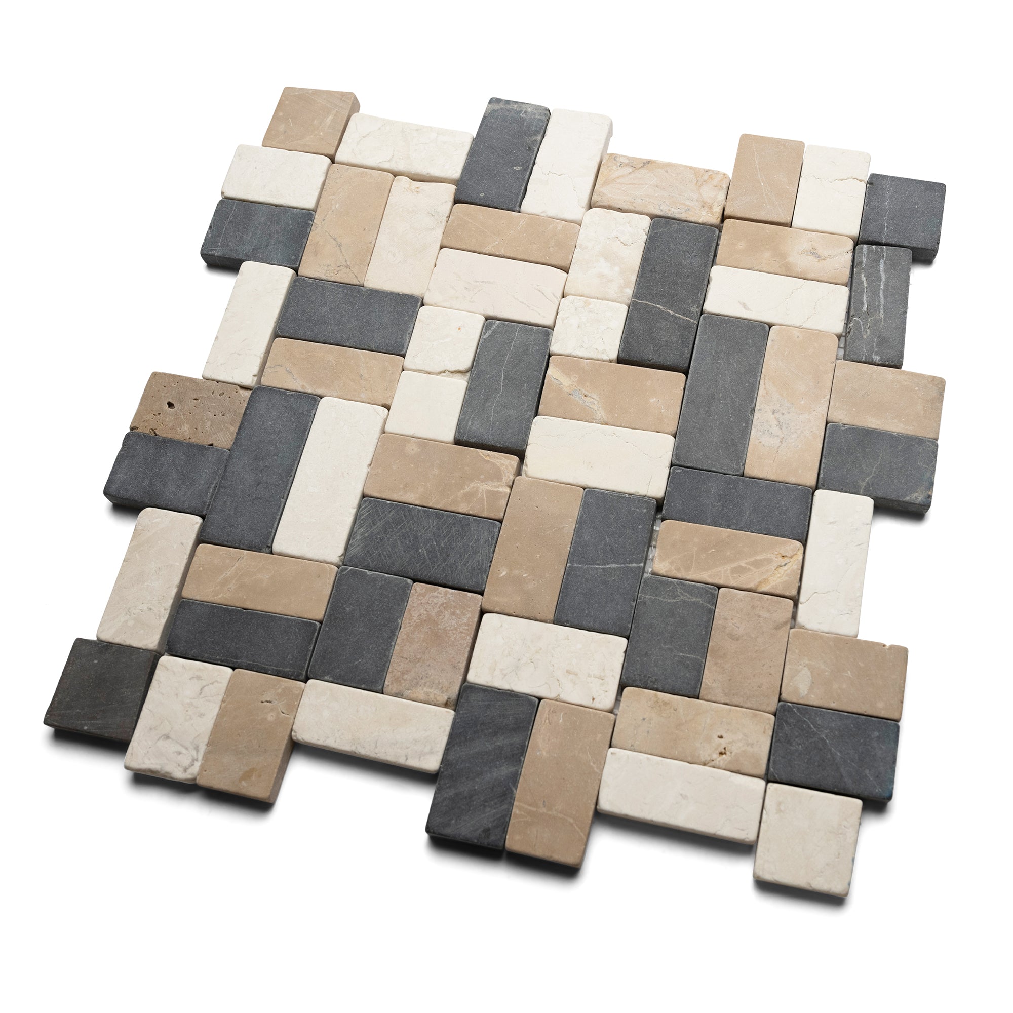 Chic White Grey Cappuccino Vintage Mosaic by Tile Hub