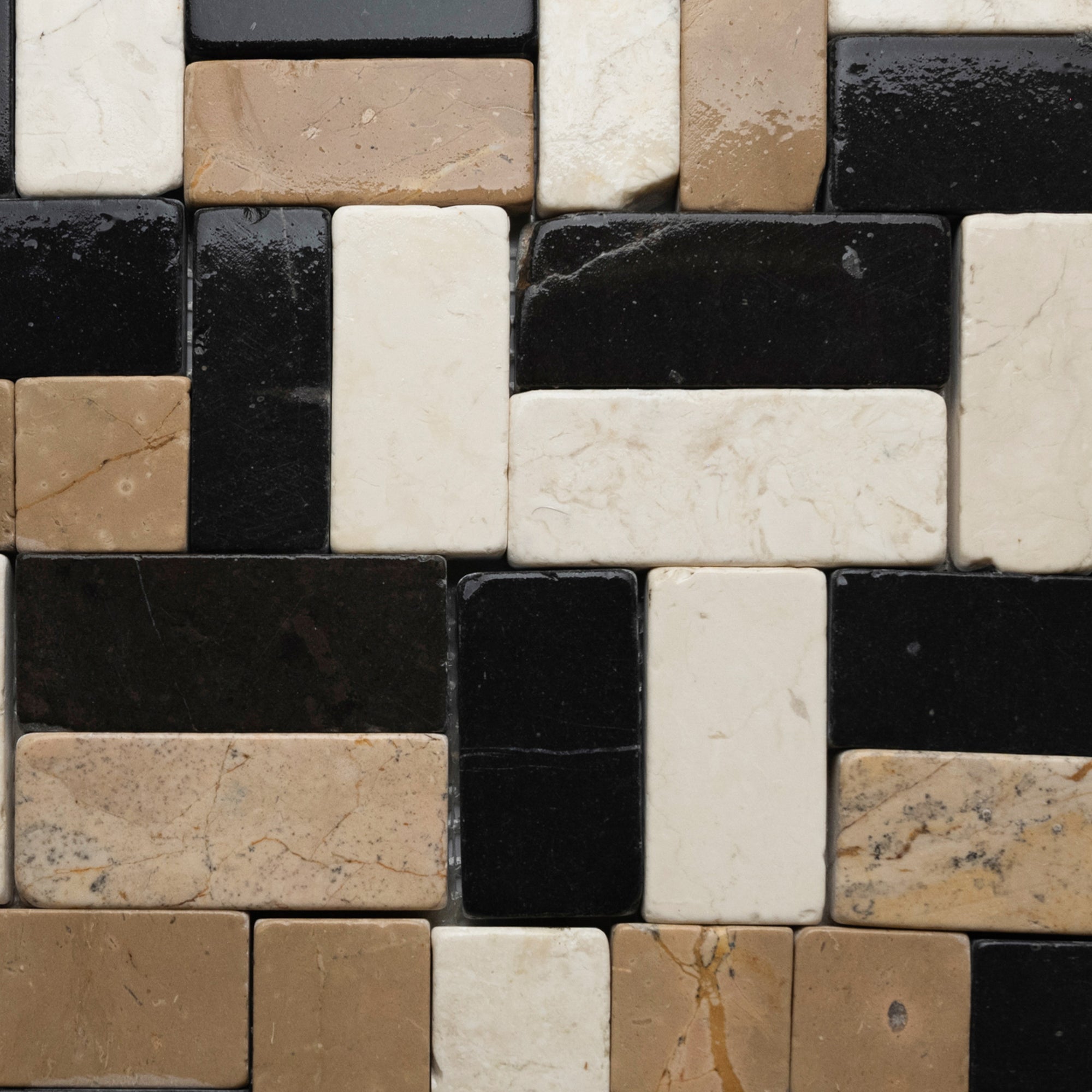 Chic White Grey Cappuccino Vintage Mosaic by Tile Hub