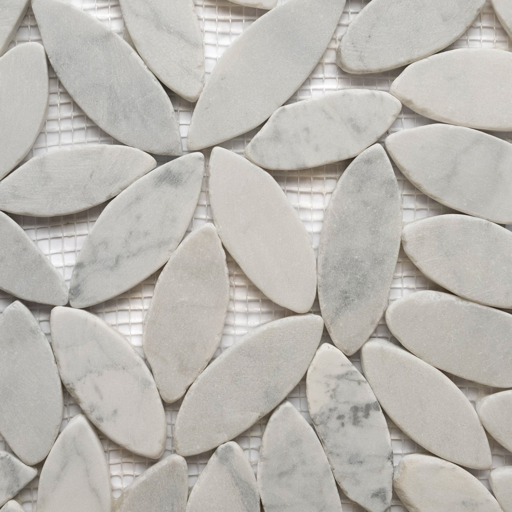 Elegant Super White Pebble Tiles with Flower Design by Tile Hub