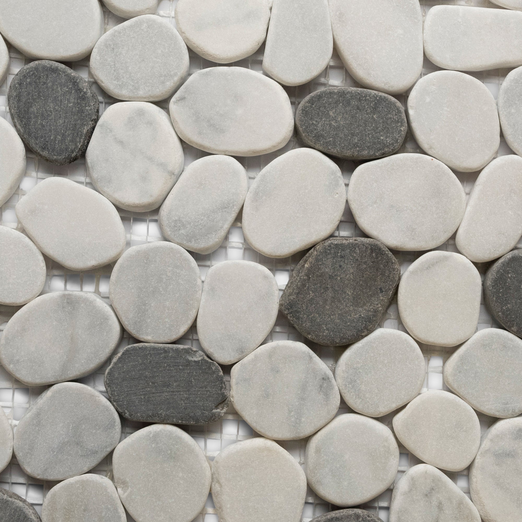 Elegance Redefined: Mini Oval White & Grey Marble Mosaic Tiles by Tile Hub