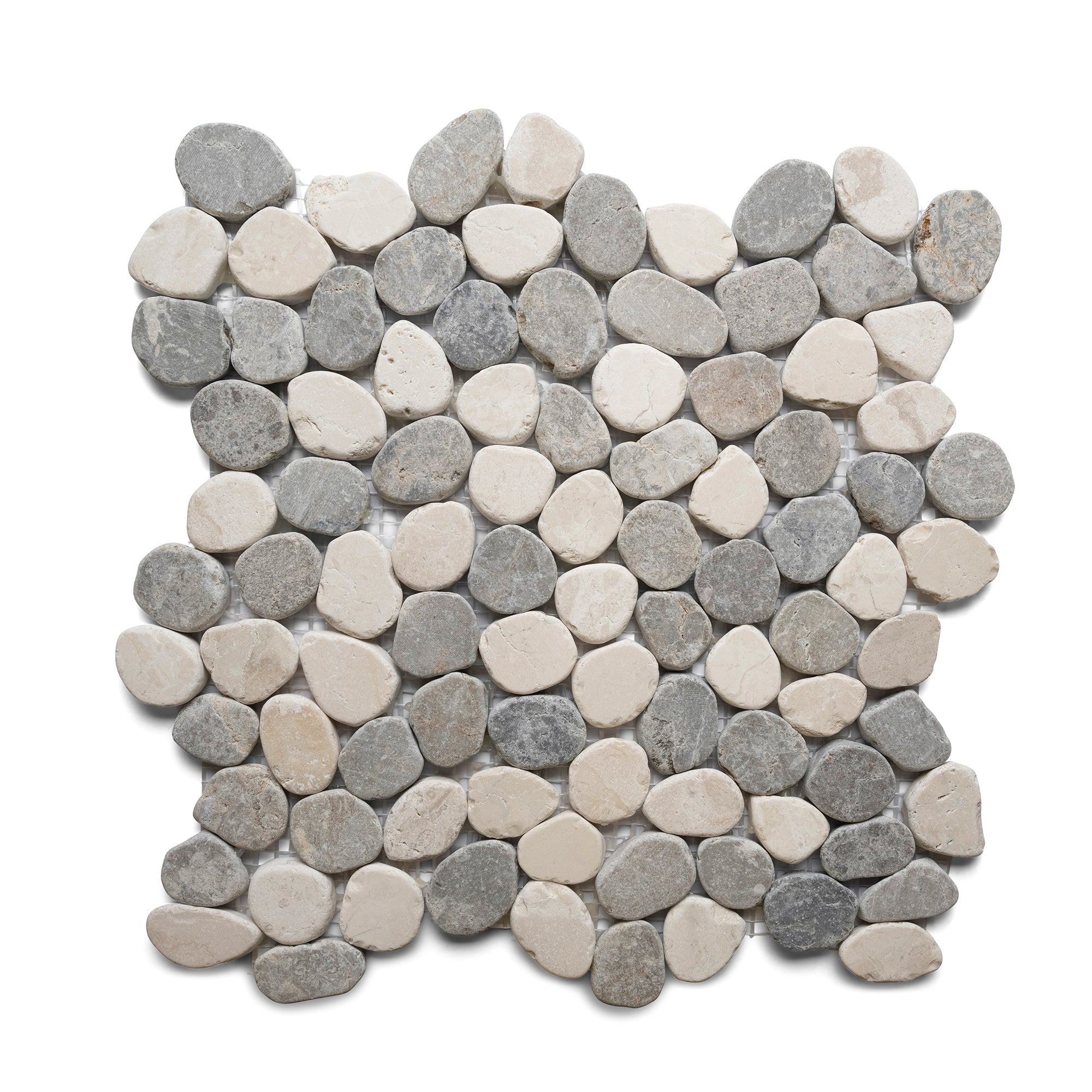 Sliced Mini Grey & White Oval Marble Mosaic: Elevate Your Space with Timeless Elegance