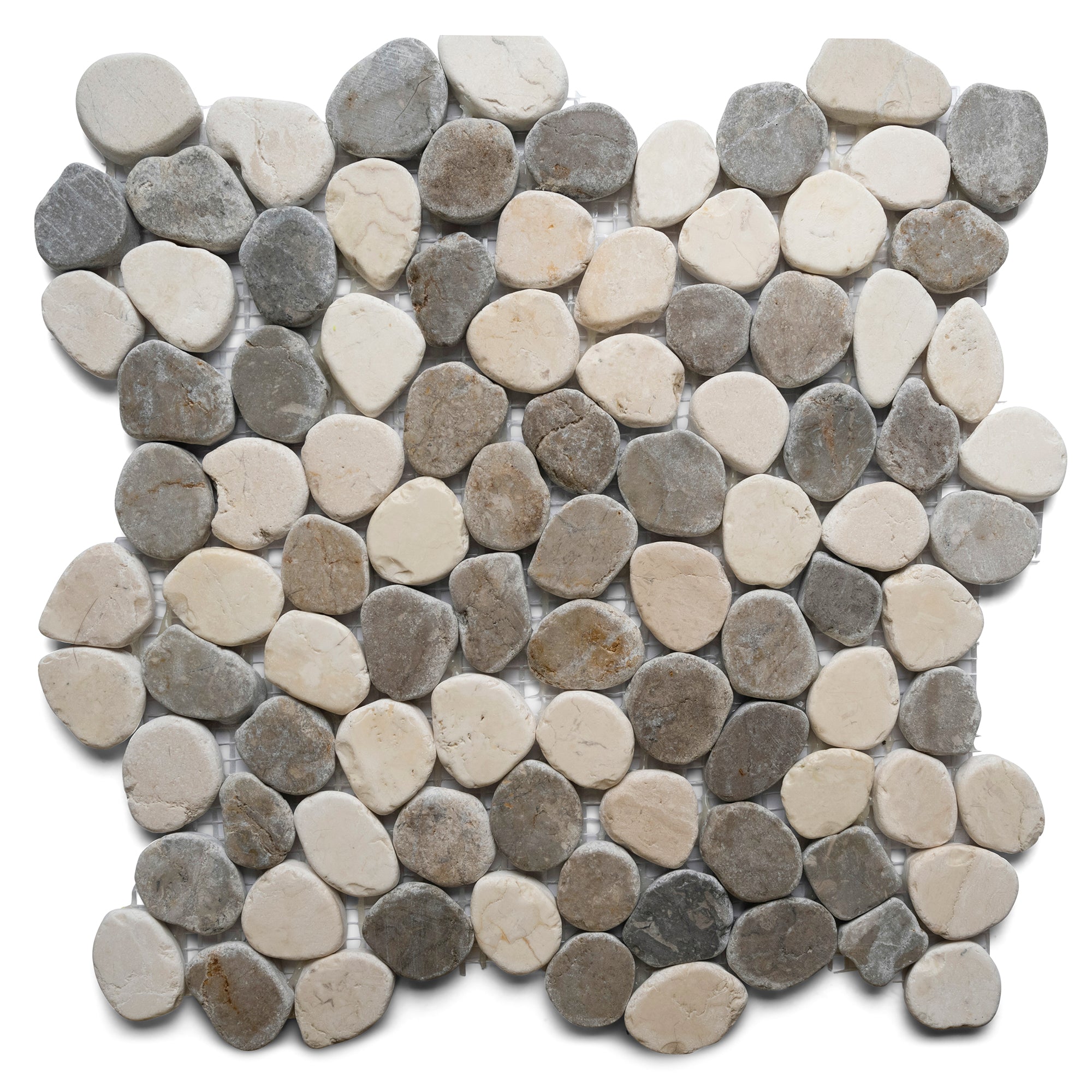 Sliced Mini Grey & White Oval Marble Mosaic: Elevate Your Space with Timeless Elegance