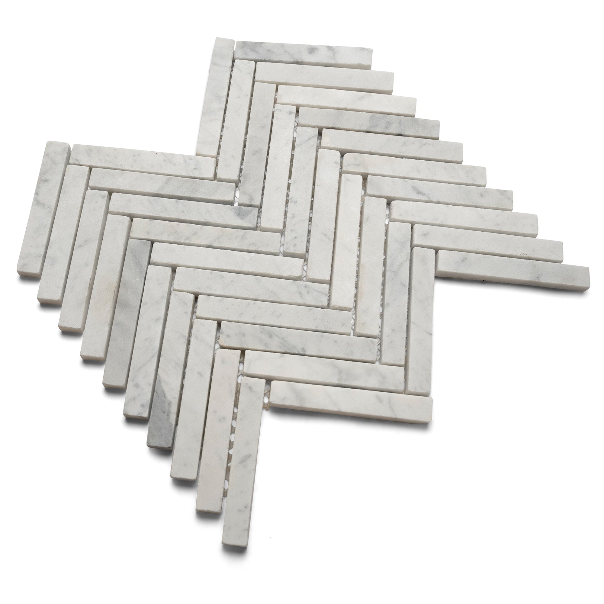 Transform Your Space with Luxurious Carrara Chevron Mosaic Tiles!