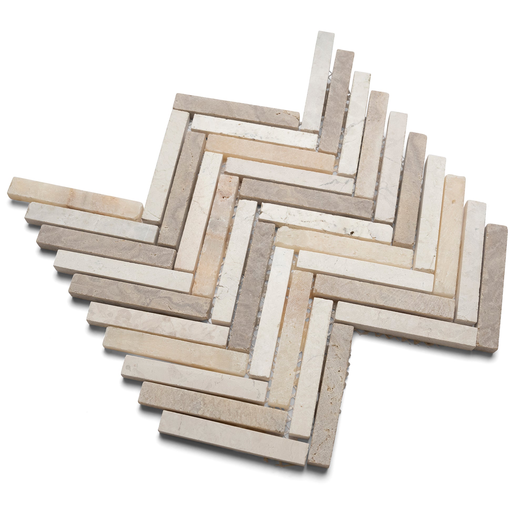 Chevron Elegance: Mixed White, Onyx & Sunset Mosaic Tile by Tile Hub