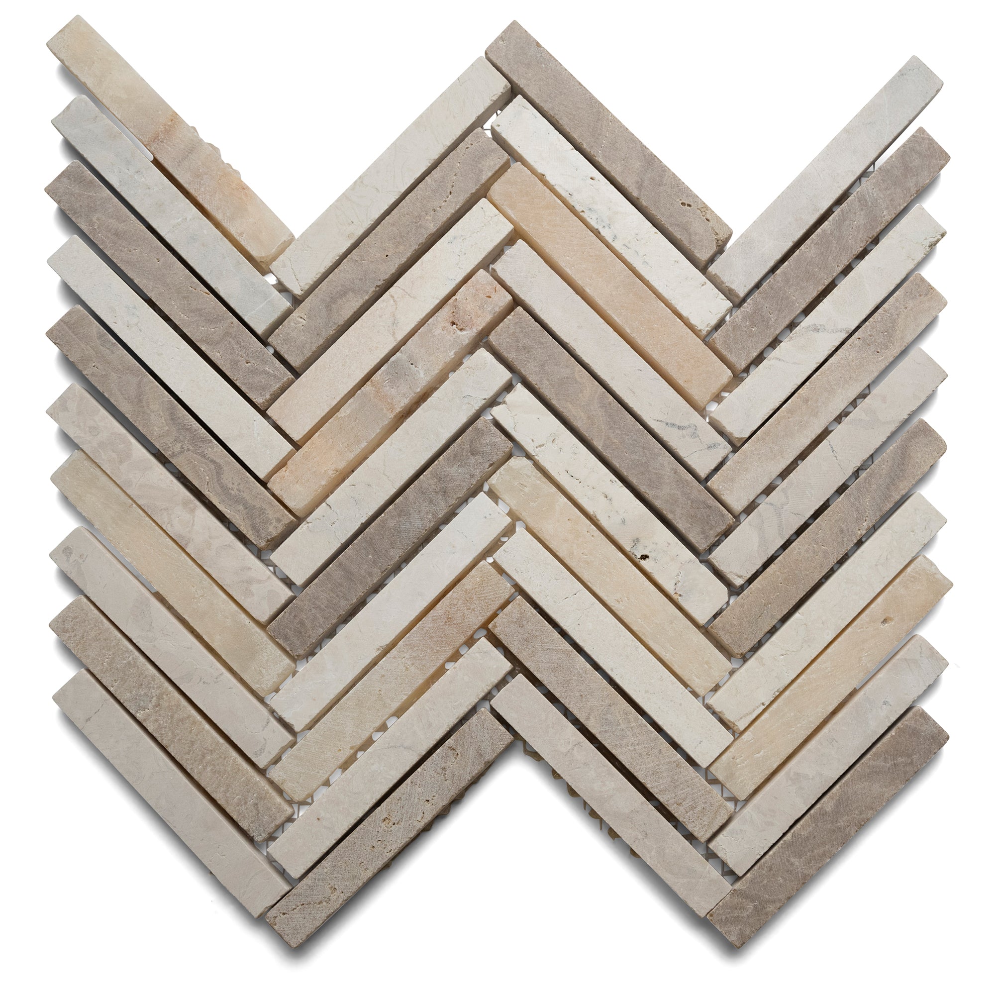 Chevron Elegance: Mixed White, Onyx & Sunset Mosaic Tile by Tile Hub