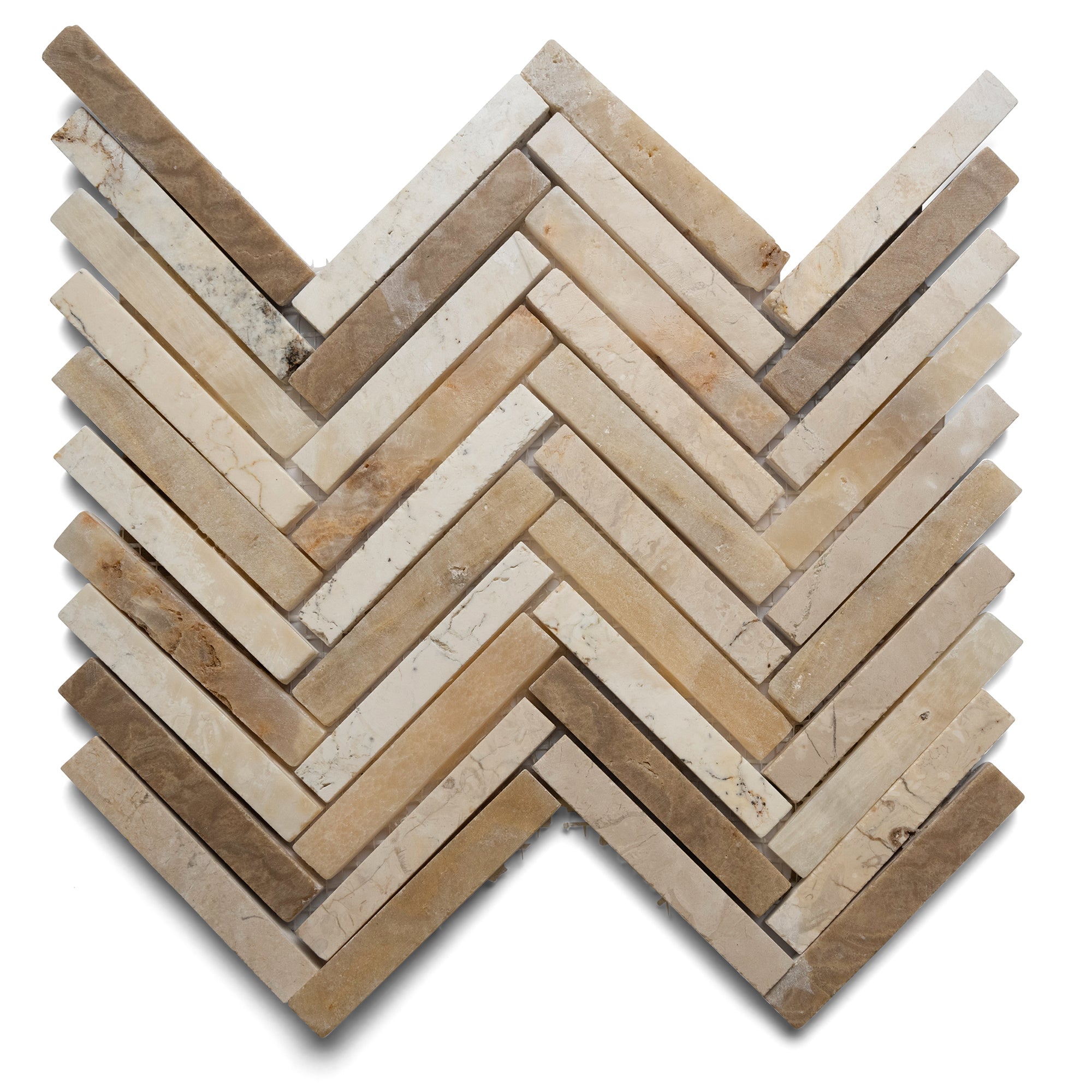 Chevron Elegance: Mixed White, Onyx & Sunset Mosaic Tile by Tile Hub