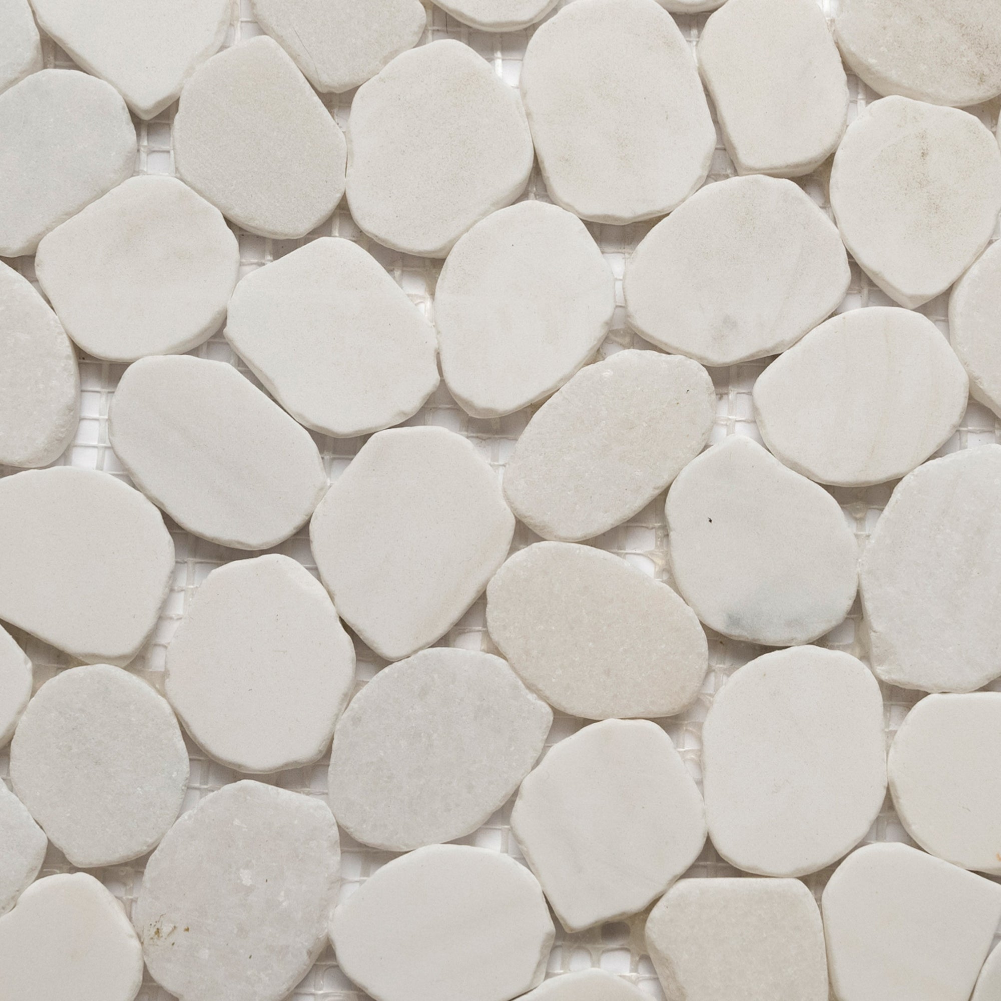 Elegant Milky White Round Pebble Tiles for Timeless Style and Serenity